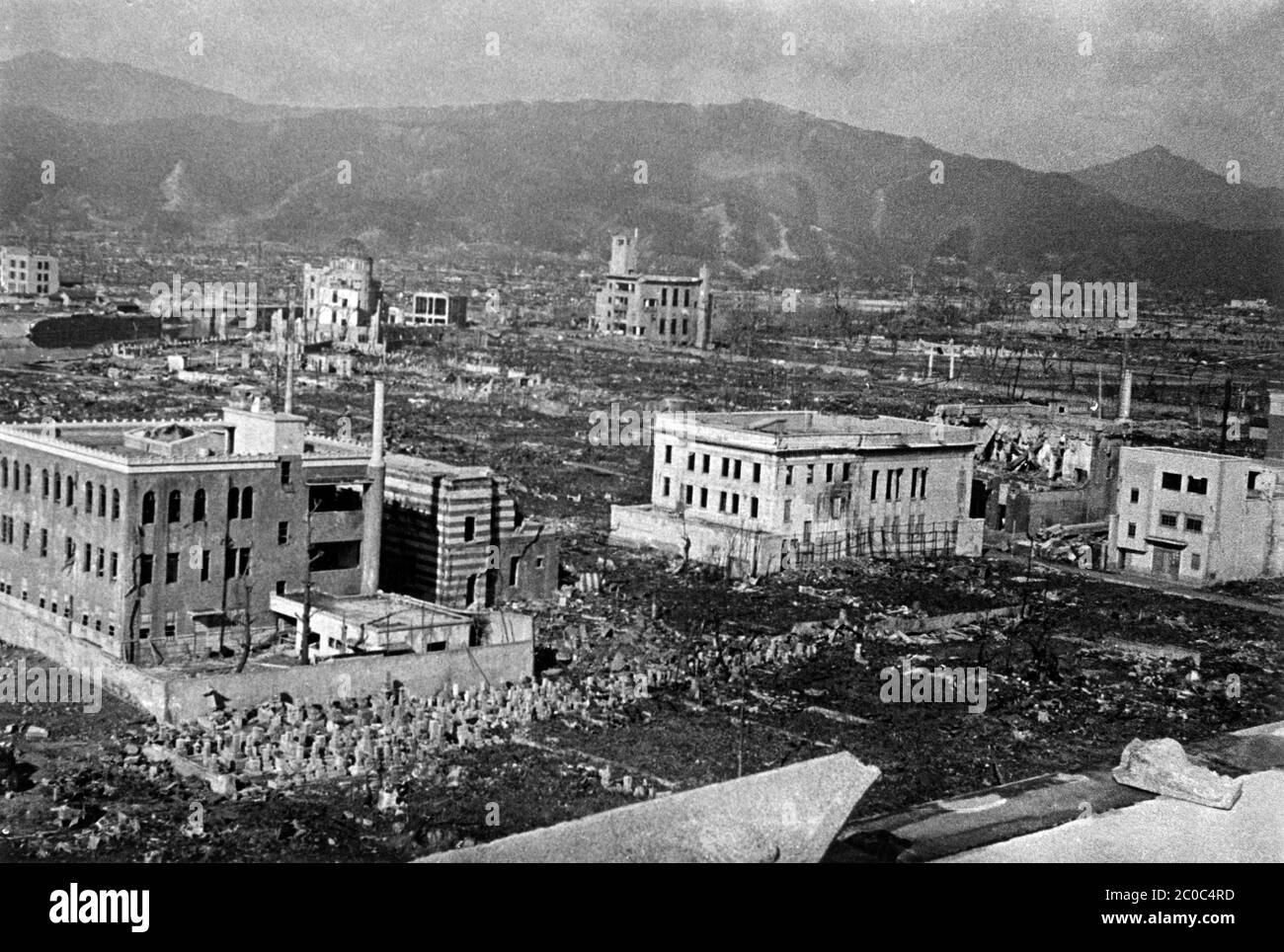 [ 1945 Japan - Atomic Bombing of Hiroshima ] — US military archival photo of the aftermath of ...