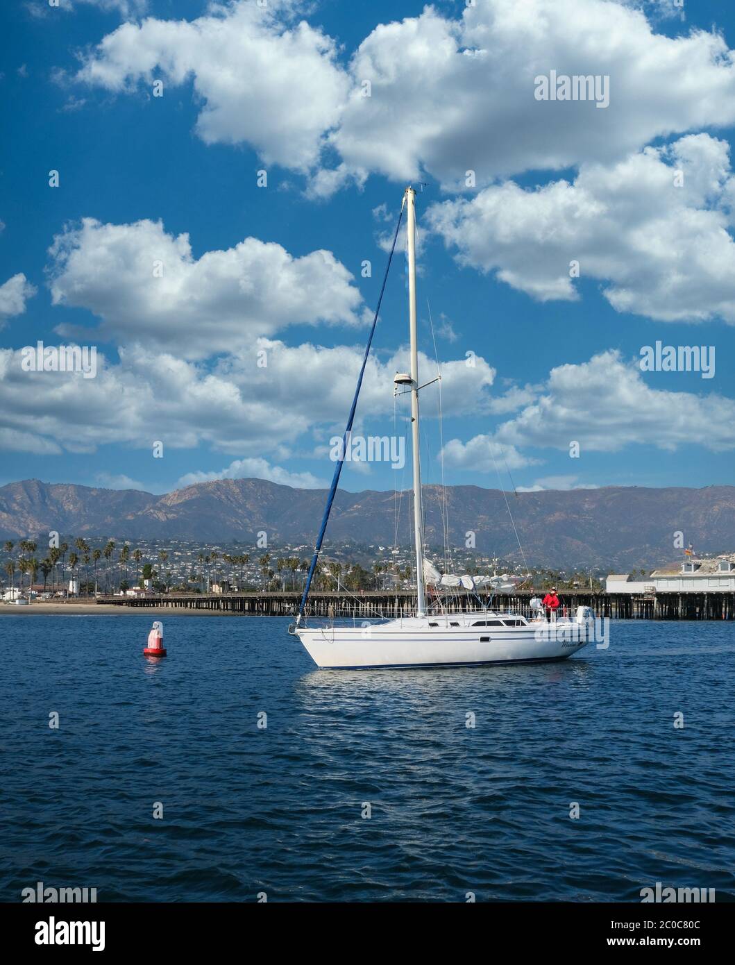 Sailboat Moored in Santa Barbara Stock Photo Alamy