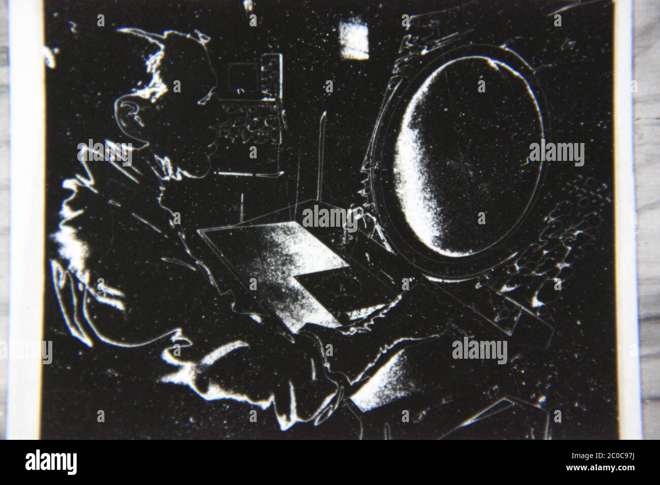 Fine 70s vintage black and white extreme photography of a smart ...
