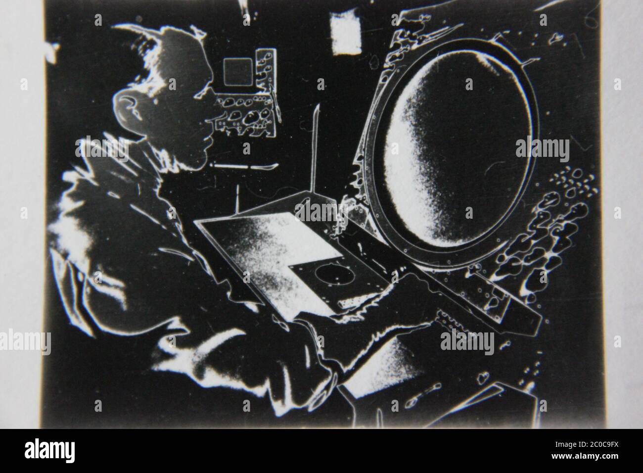 Fine 70s vintage black and white extreme photography of a smart ...