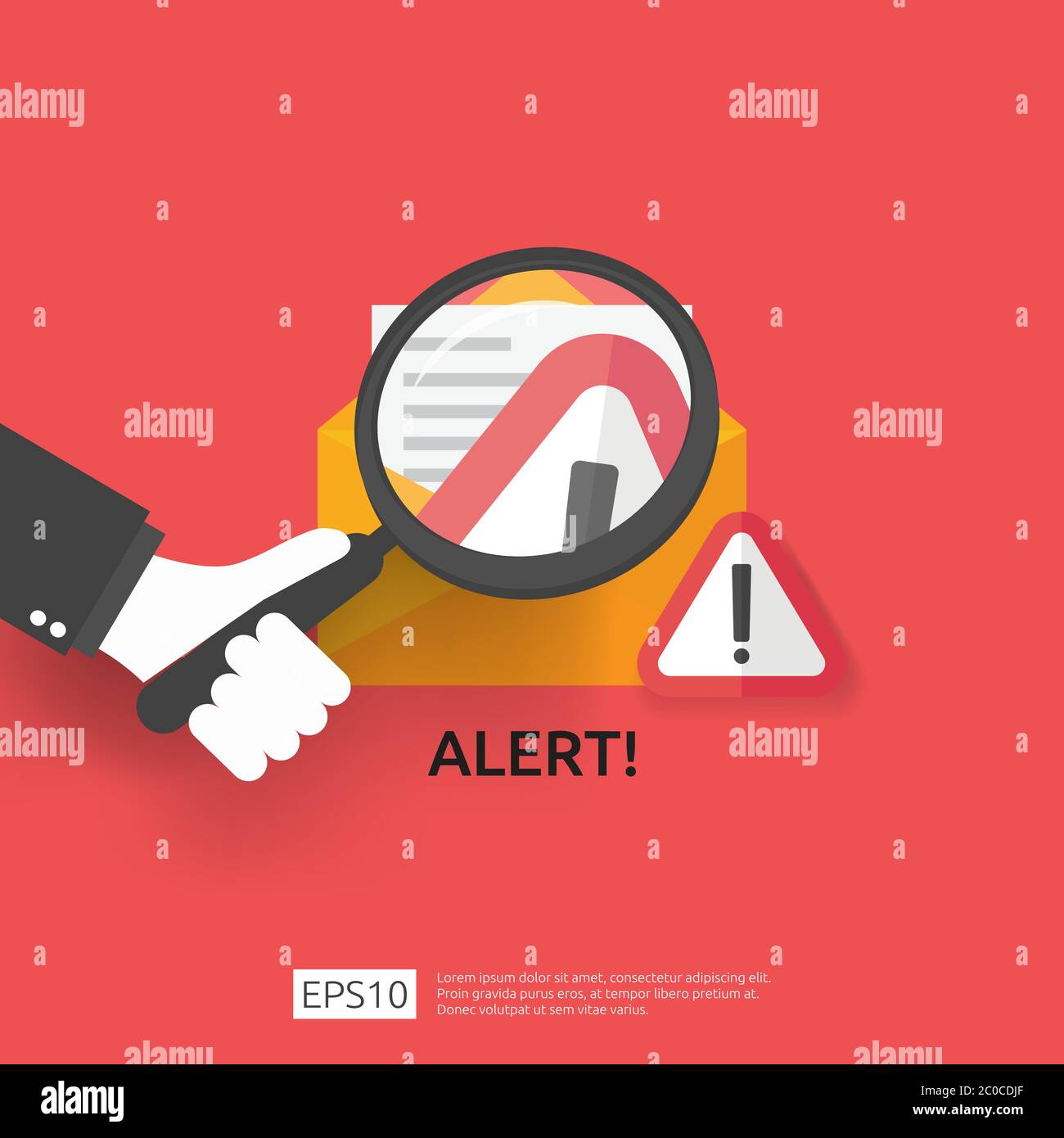 email envelope attention warning attacker alert sign with exclamation