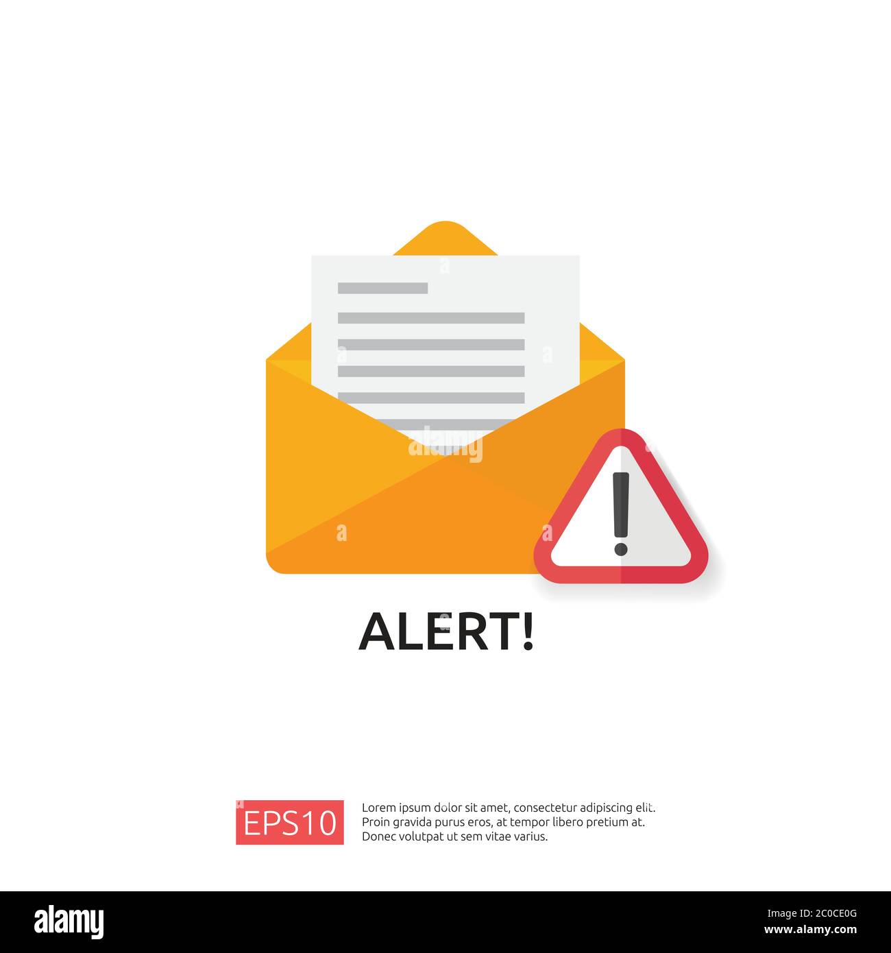 email envelope attention warning attacker alert sign with exclamation