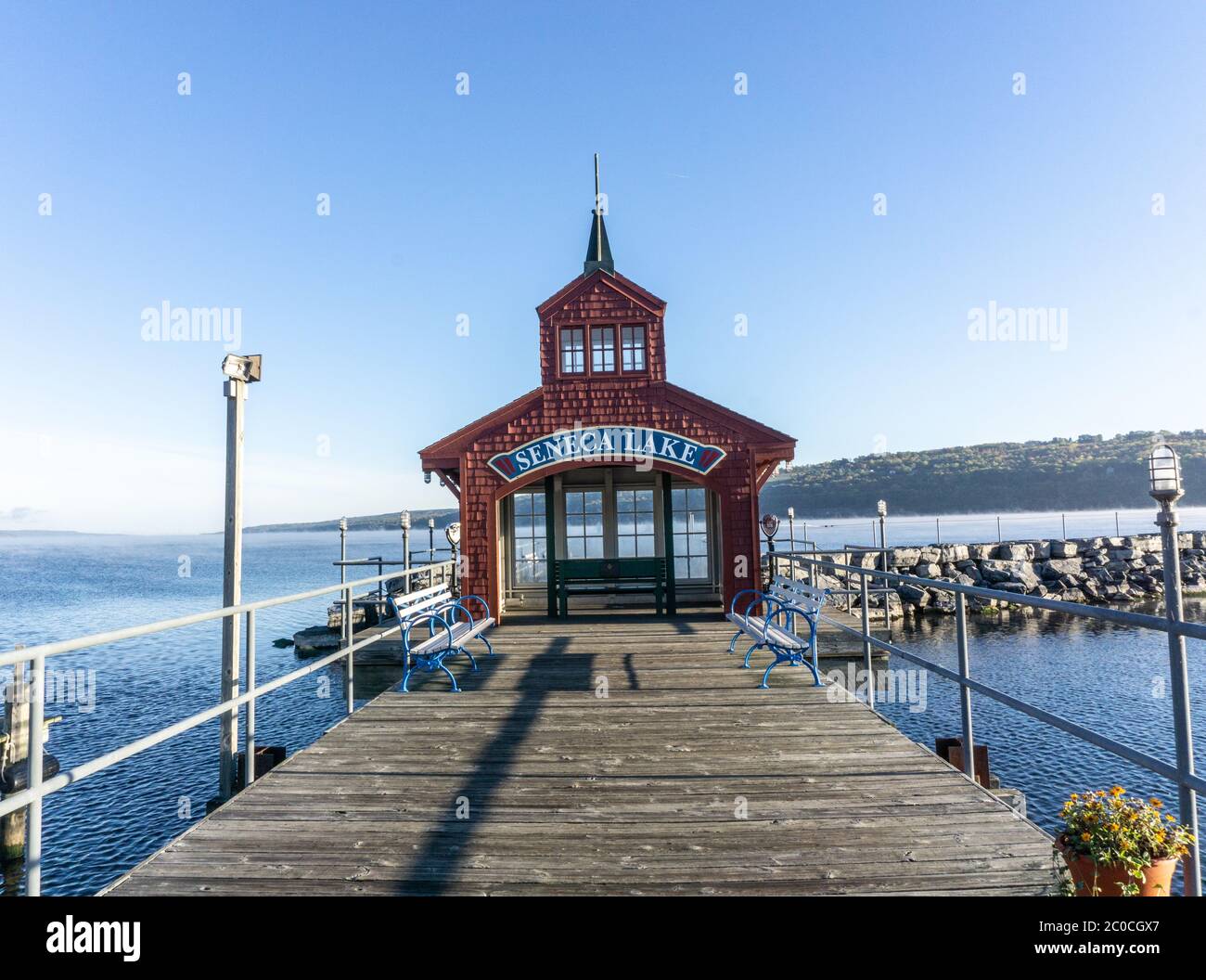 Pier house on Seneca Lake, Watkins Glen, New York Stock Photo