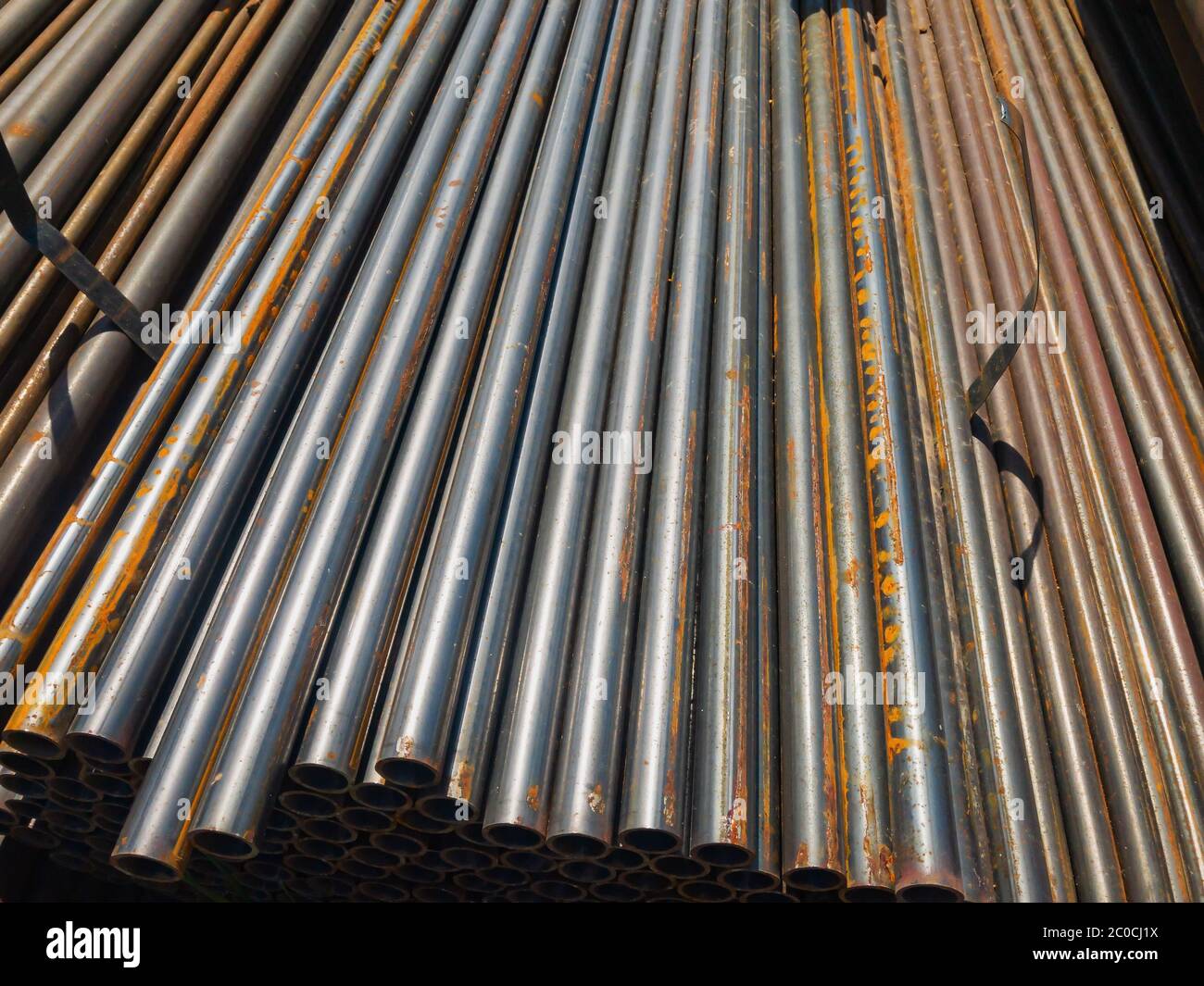 Cold rolled metal pipes with rust. High quality photo Stock Photo