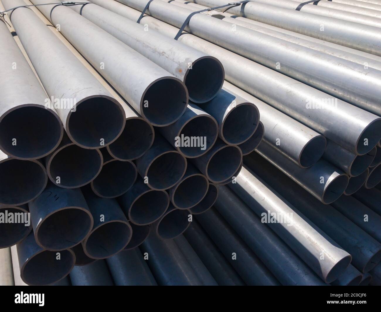 Cold rolled metal pipes close up. High quality photo Stock Photo