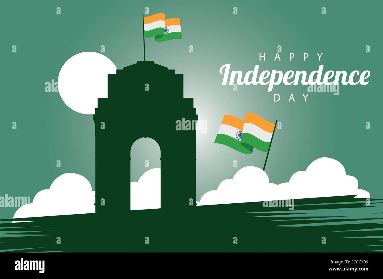 india happy independence day celebration card with mosque and flag ...