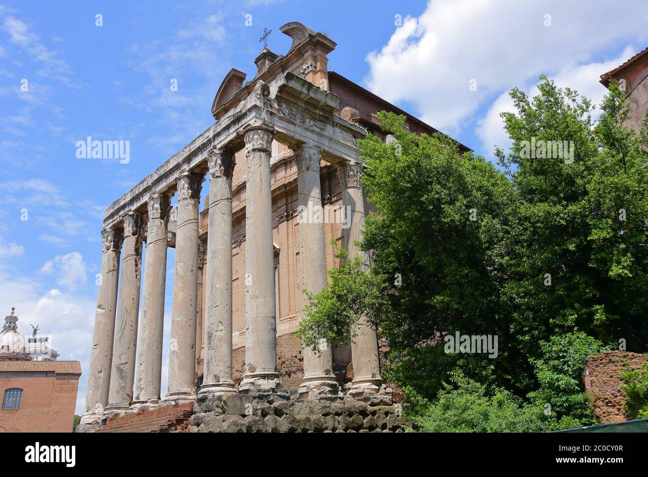 Temple of Antoninus and Faustina in Roman Forum Stock Photo