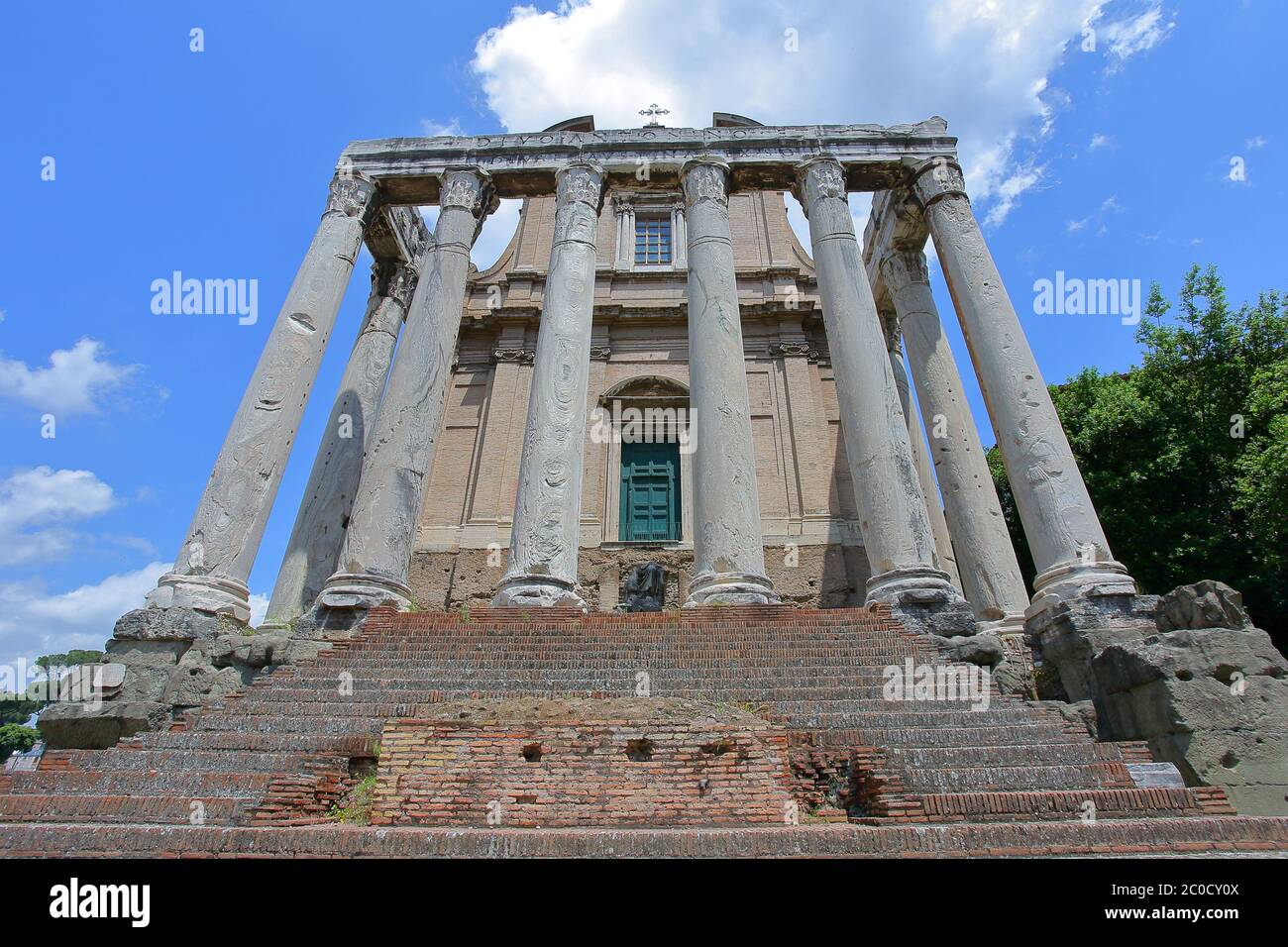 Temple of Antoninus and Faustina in Roman Forum Stock Photo