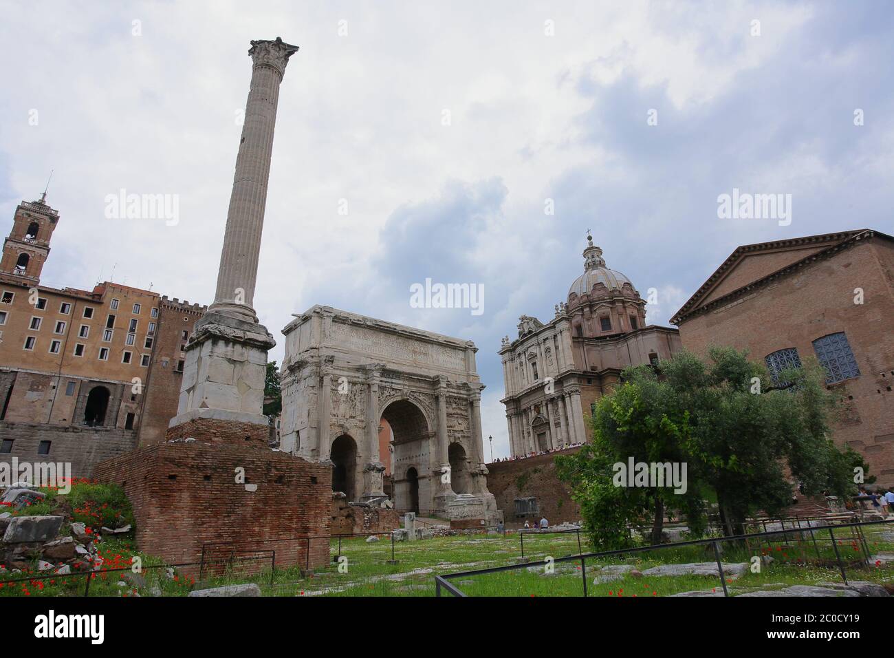 Roman forum in Rome, low view Stock Photo