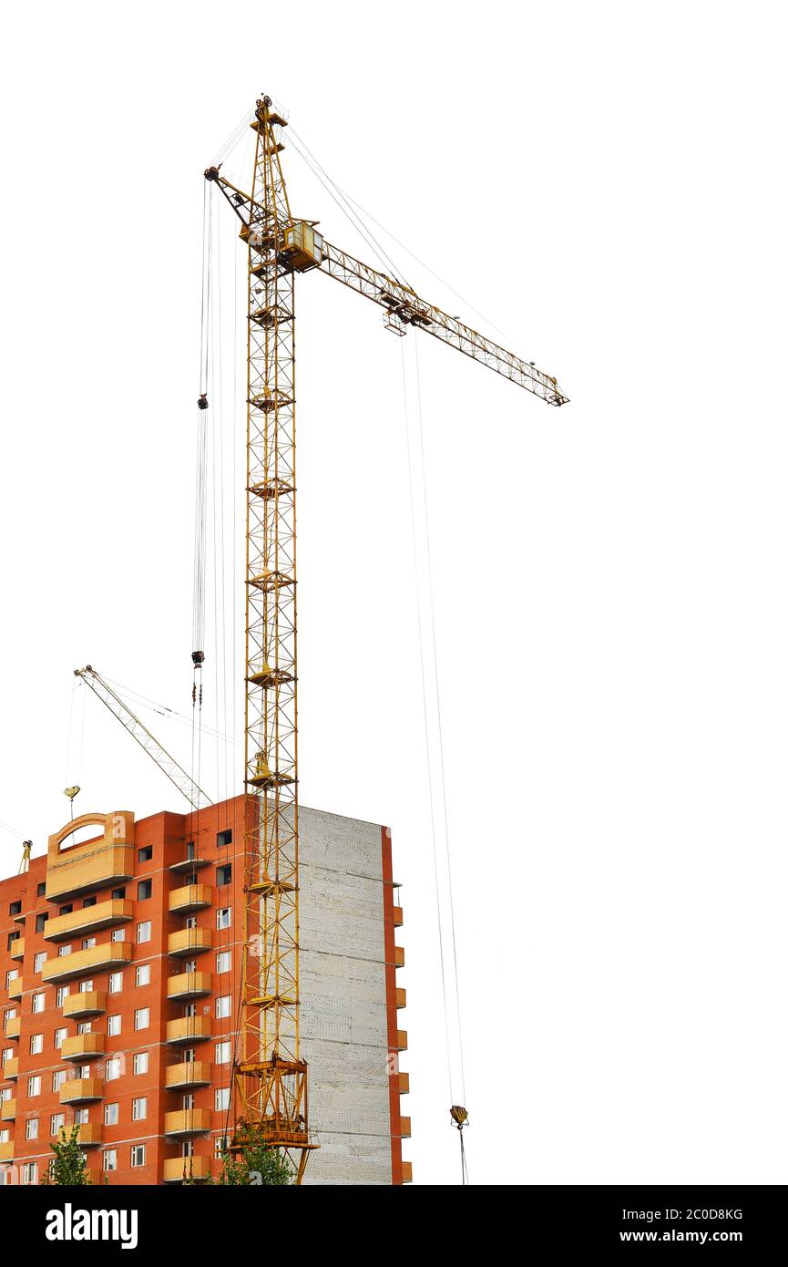 Home and building crane isolated on white backgrou Stock Photo - Alamy