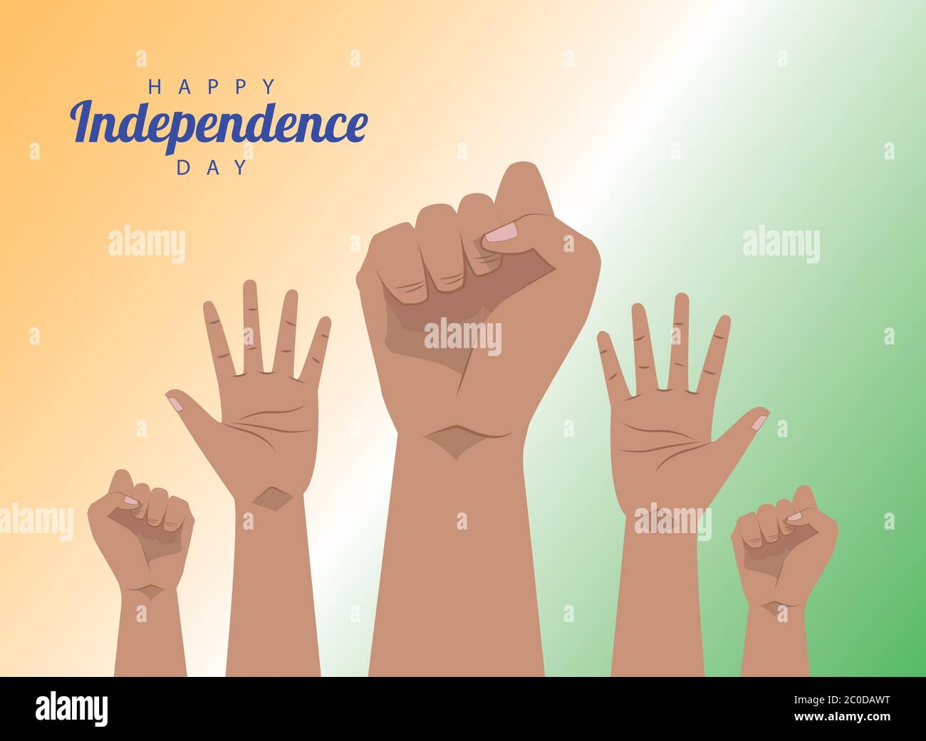 india happy independence day celebration card with hands up people ...