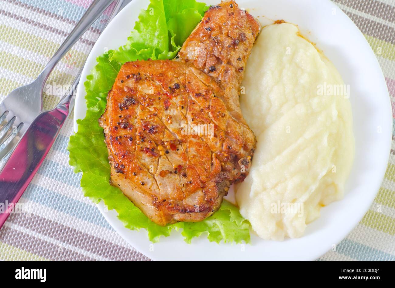 steak with mashed potato Stock Photo - Alamy