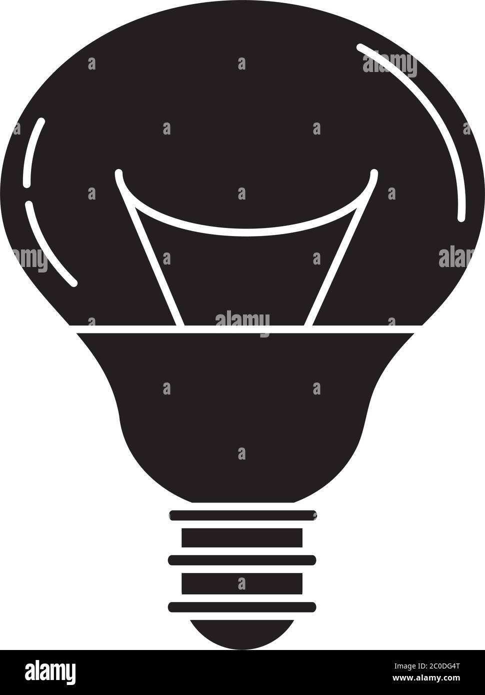 electric light bulb, round lamp, eco idea metaphor, isolated icon silhouette style vector illustration Stock Vector