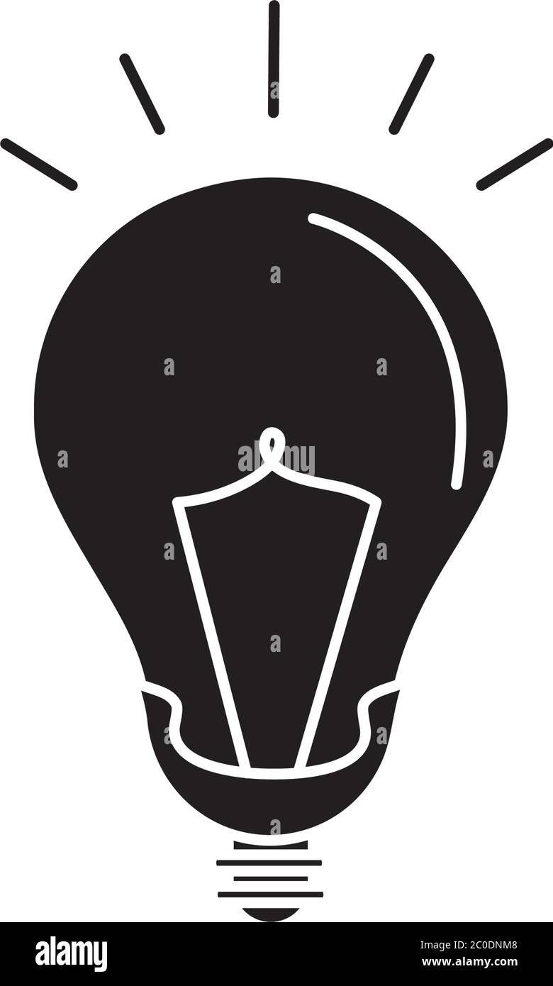 bright lamp, electric light bulb, eco idea metaphor, isolated icon silhouette style vector illustration Stock Vector