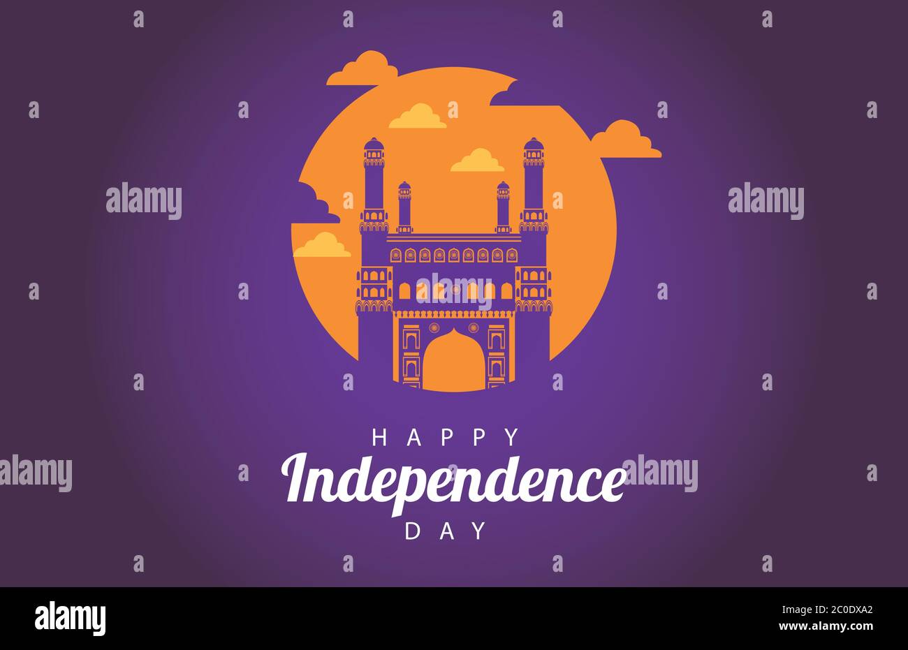 india happy independence day celebration card with mosque temple vector ...