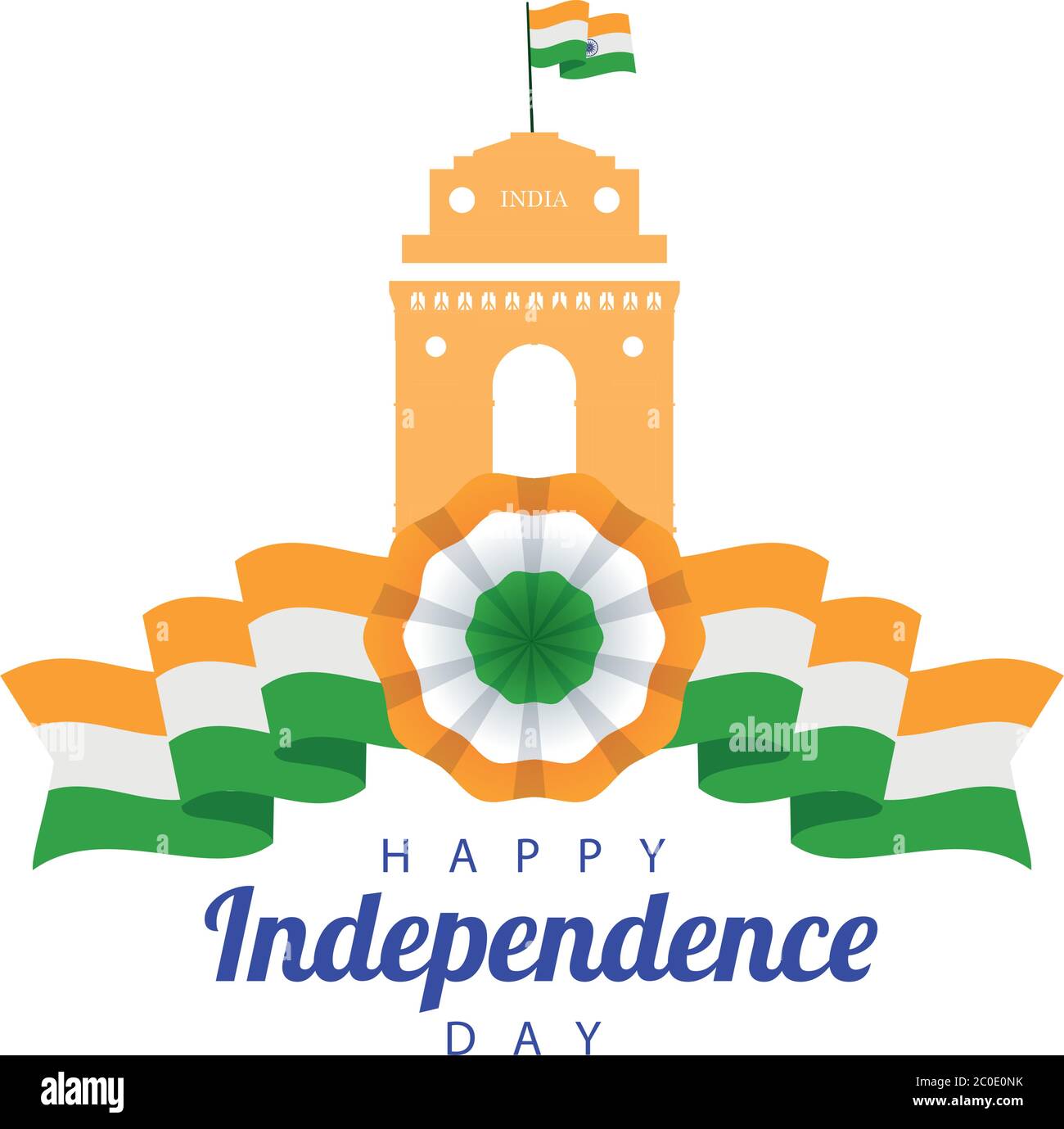 india happy independence day celebration card with mosque and flag ...