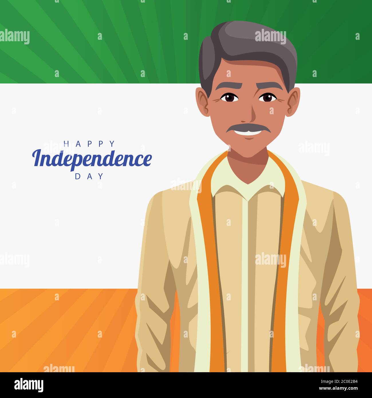 india happy independence day celebration card with man and flag vector ...