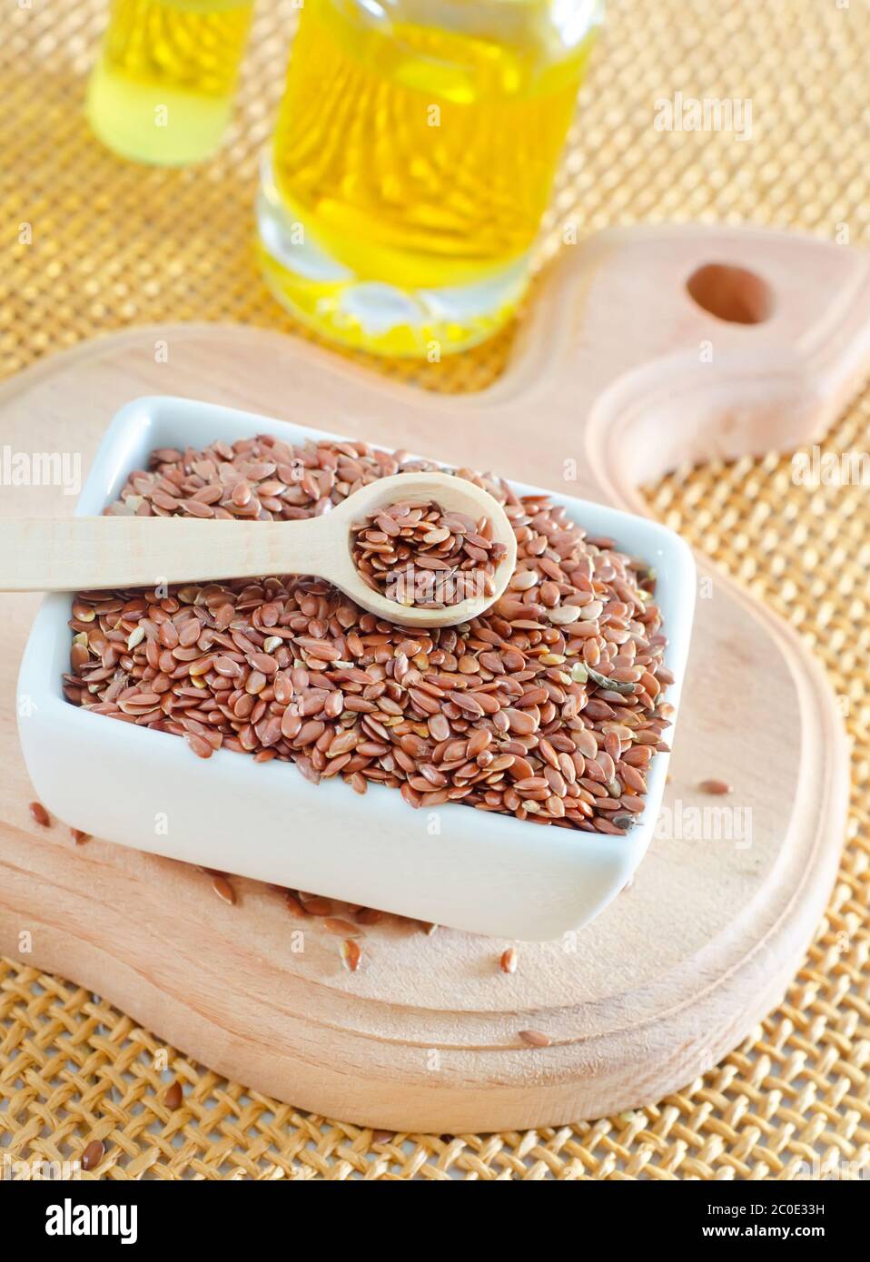 flax seed and oil Stock Photo Alamy