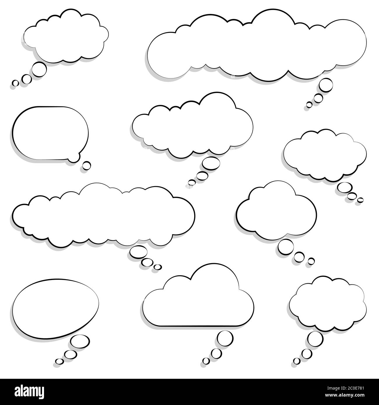 collection of different speech bubbles and thought bubbles with space for text Stock Photo