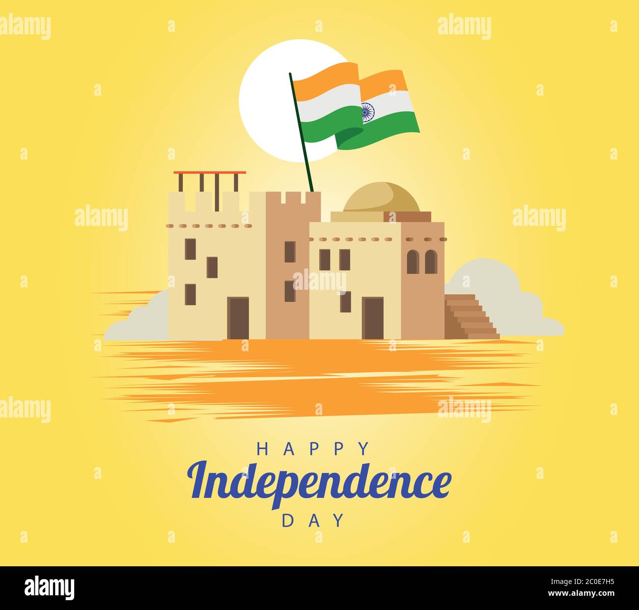 india happy independence day celebration card with mosque and flag ...