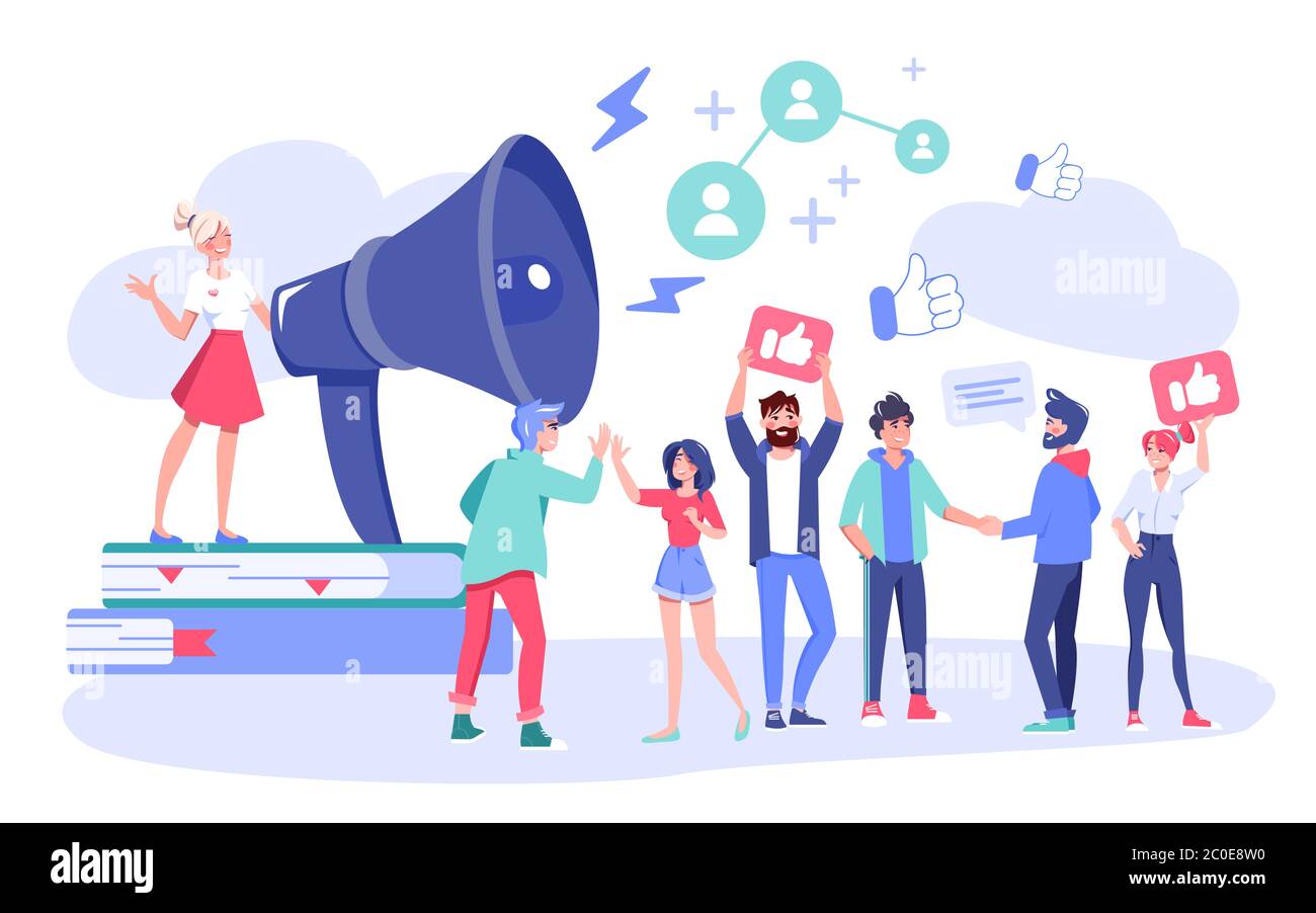 Influencer digital marketing follower attraction Stock Vector