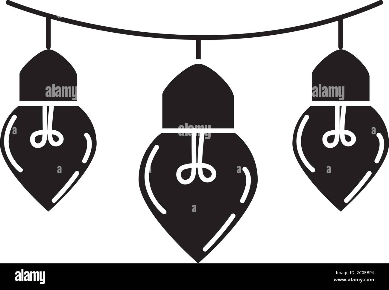 hanging lamps, electric light bulb, eco idea metaphor, isolated icon silhouette style vector illustration Stock Vector