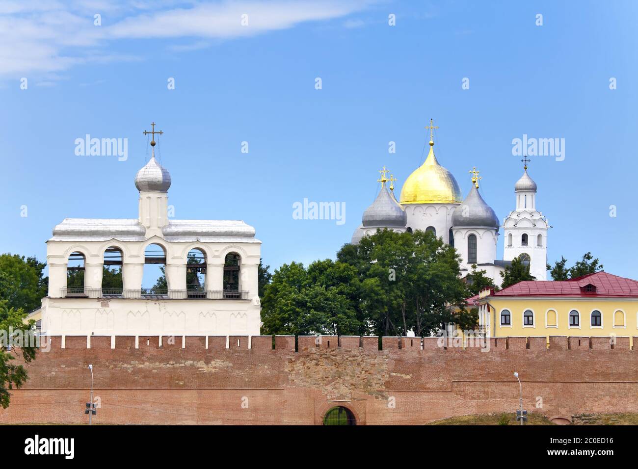 Great Novgorod. The Kremlin wall and Saint Sophia Stock Photo