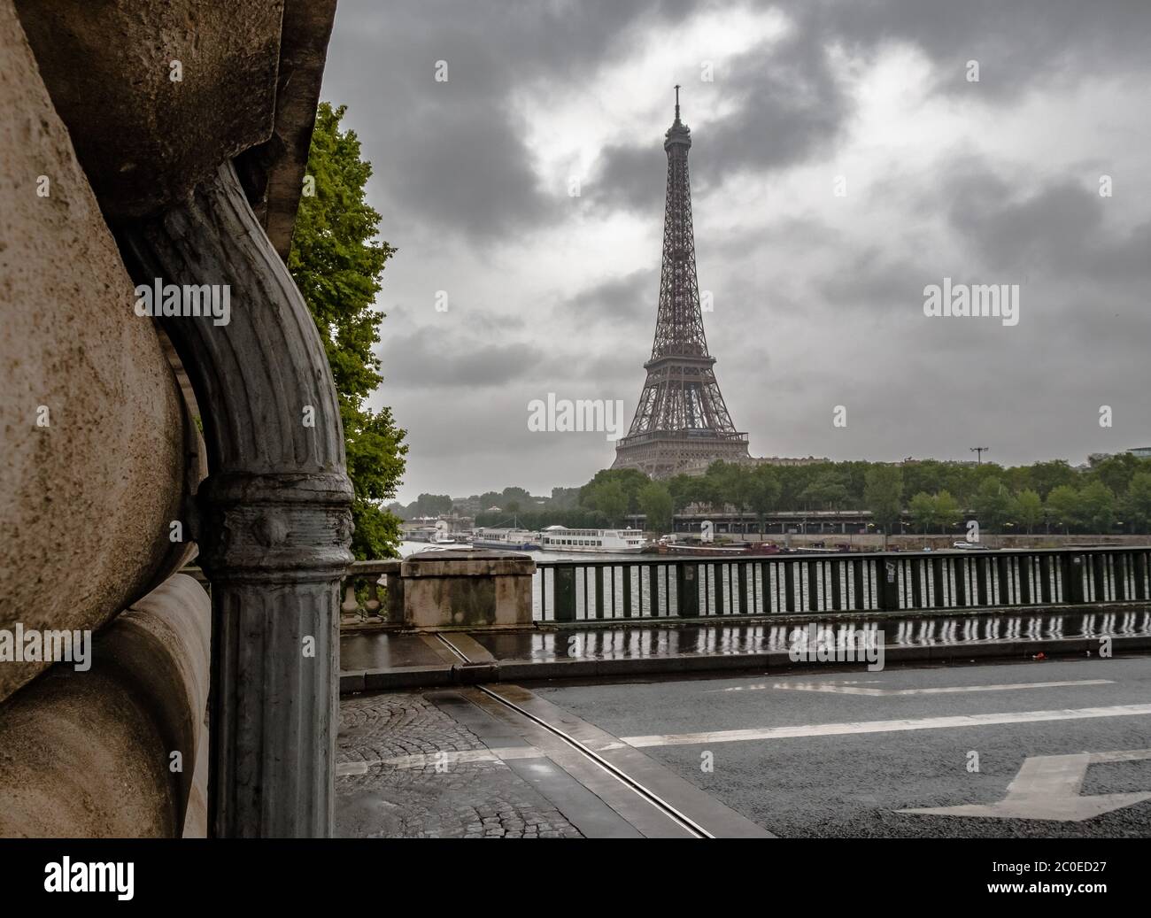 Pont de Bir-Hakeim to the Eiffel Tower Stock Photo