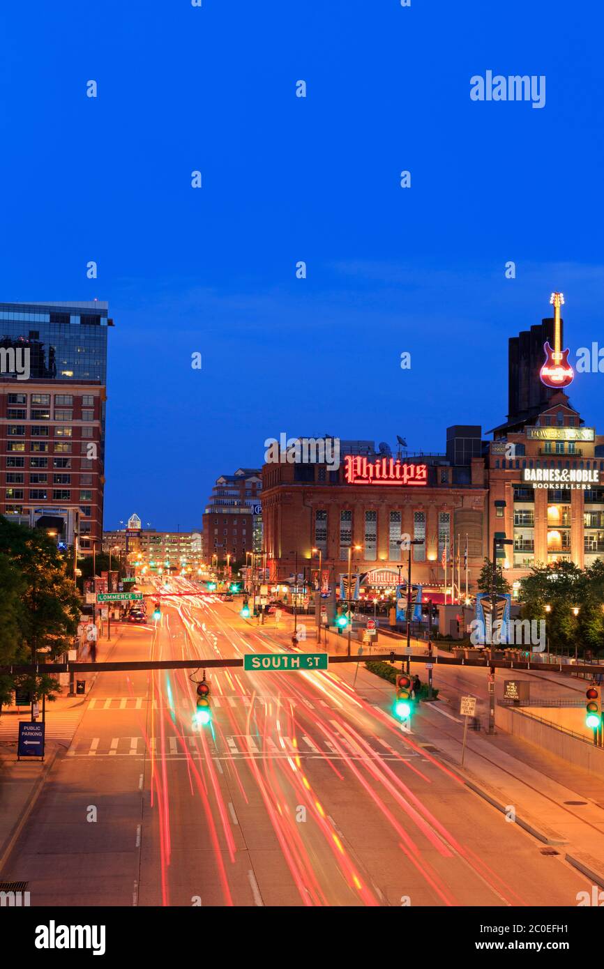 Pratt Street At Night Baltimore Maryland USA Stock Photo Alamy