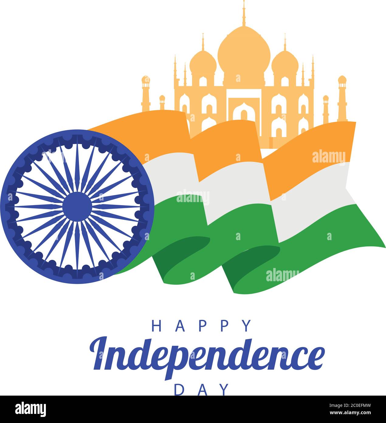 india happy independence day celebration card with mosque and flag ...