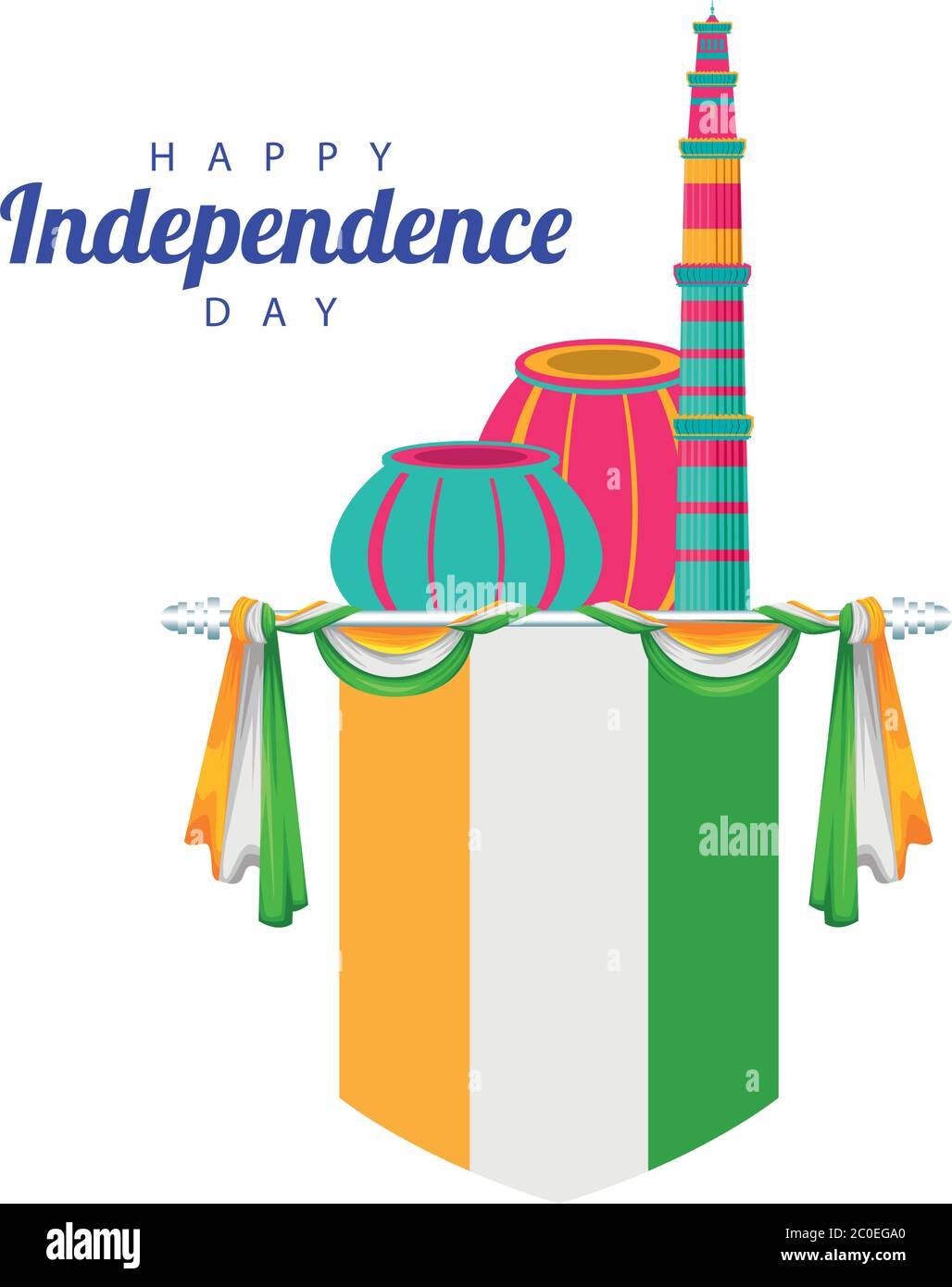 india happy independence day celebration card with flag hanging vector ...