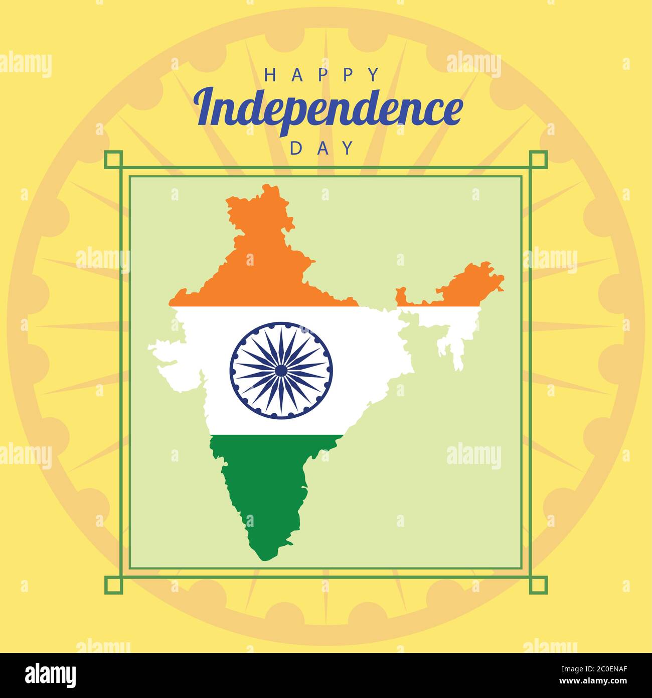 india happy independence day celebration card with flag in map vector ...