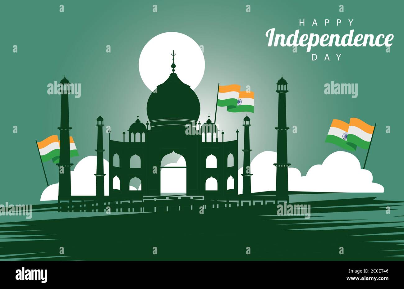 india happy independence day celebration card with mosque and flags ...