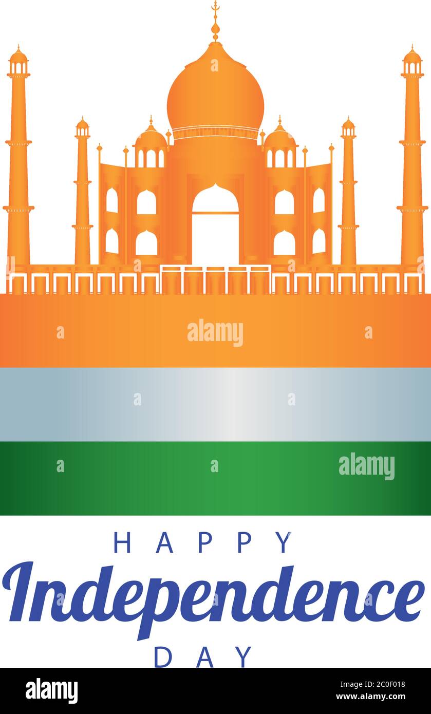 india happy independence day celebration card with mosque and flag ...