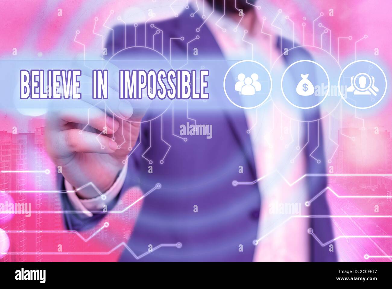 Text sign showing Believe In Impossible. Business photo showcasing ...