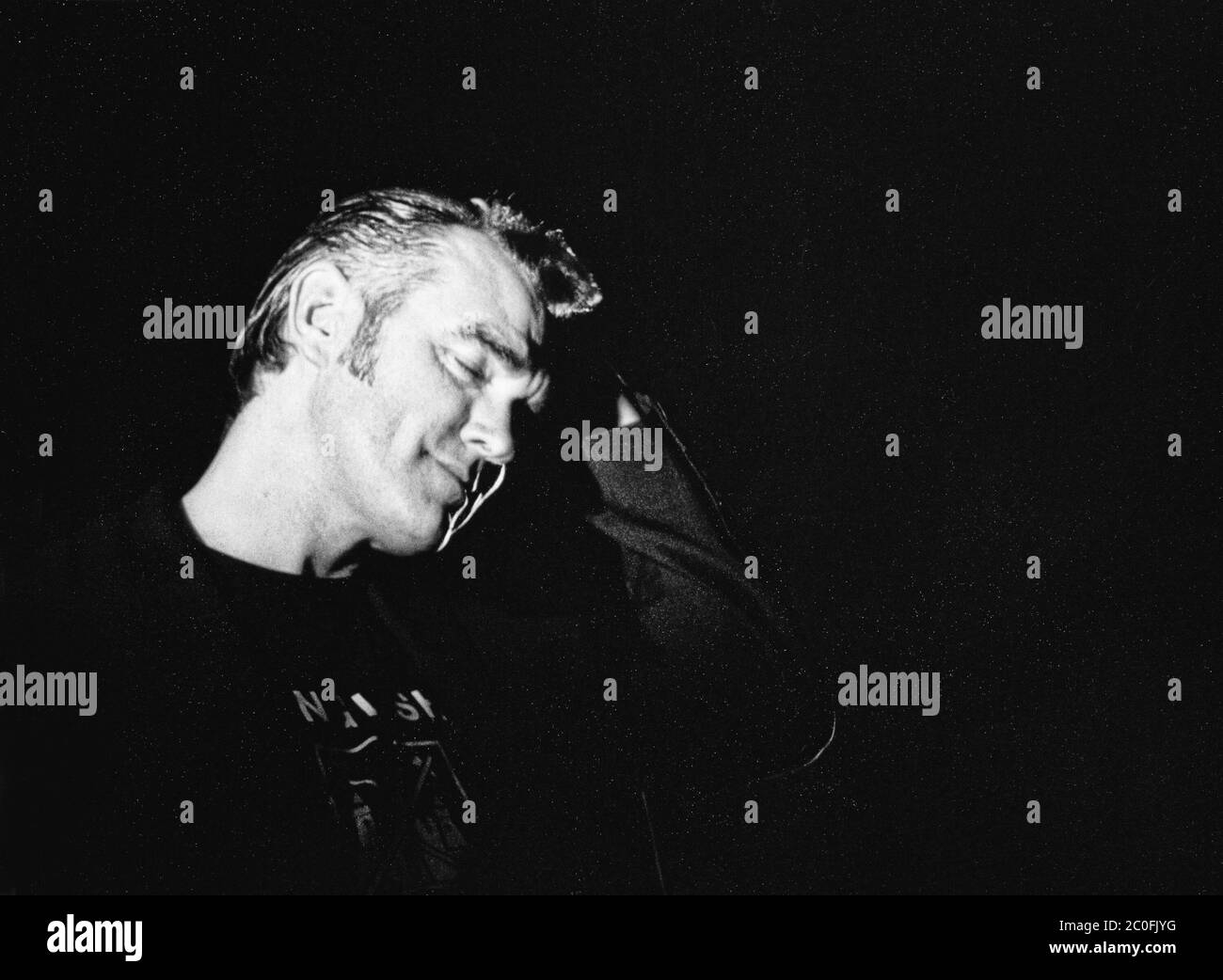 03 June 2020 - Morrissey showed his solidarity for Black Lives Matter on Twitter with the hashtag #TheShowMustBePaused to support the music community's Blackout Tuesday. While some of Morrissey's fans praised his showing of solidarity, others criticized the tweet because of his often controversial political views in the past.  File Photo: Morrissey performs on stage in 2000 at Hamilton Place Theatre, Hamilton, Ontario, Canada. (Editors Note: This image has been converted to black and white) (Credit Image: © Brent Perniac/AdMedia via ZUMA Wire) Stock Photo