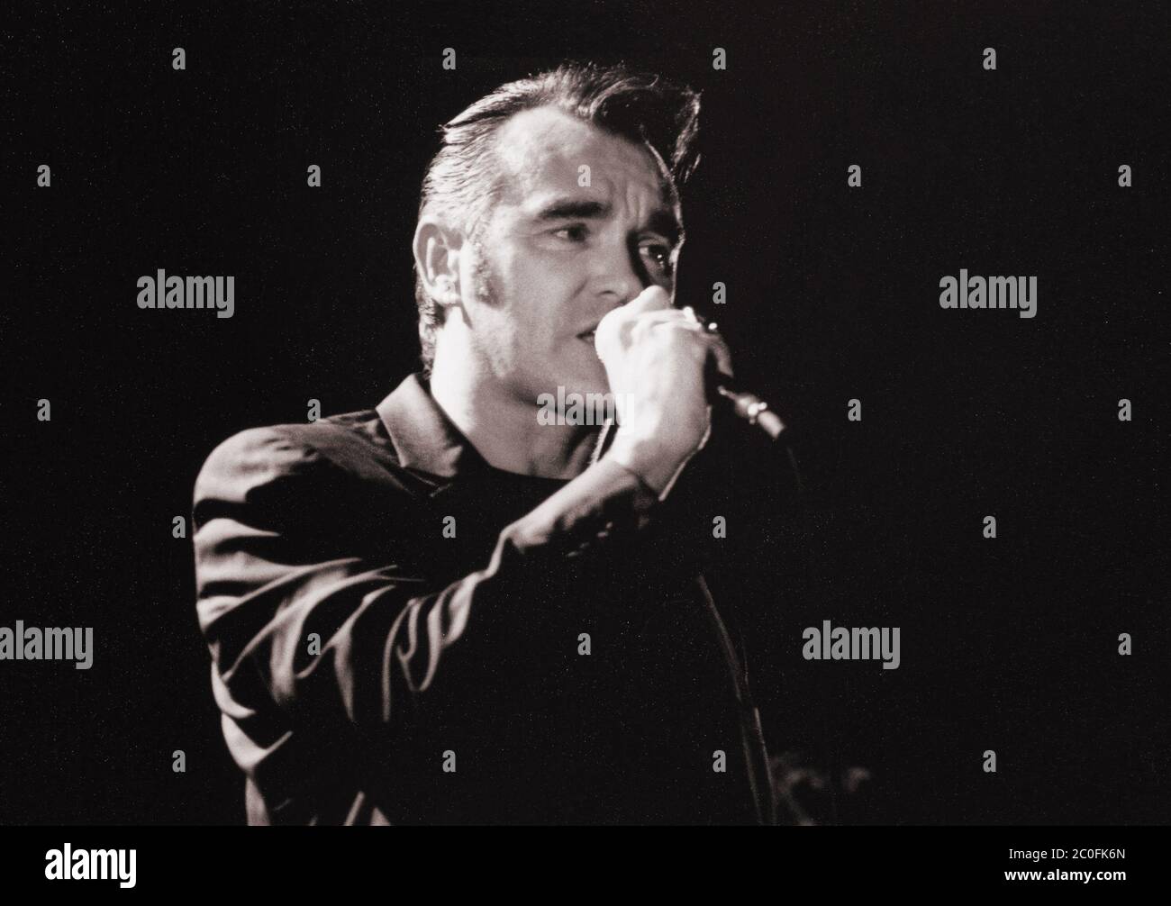 03 June 2020 - Morrissey showed his solidarity for Black Lives Matter on Twitter with the hashtag #TheShowMustBePaused to support the music community's Blackout Tuesday. While some of Morrissey's fans praised his showing of solidarity, others criticized the tweet because of his often controversial political views in the past.  File Photo: Morrissey performs on stage in 2000 at Hamilton Place Theatre, Hamilton, Ontario, Canada. (Editors Note: This image has been converted to black and white) (Credit Image: © Brent Perniac/AdMedia via ZUMA Wire) Stock Photo