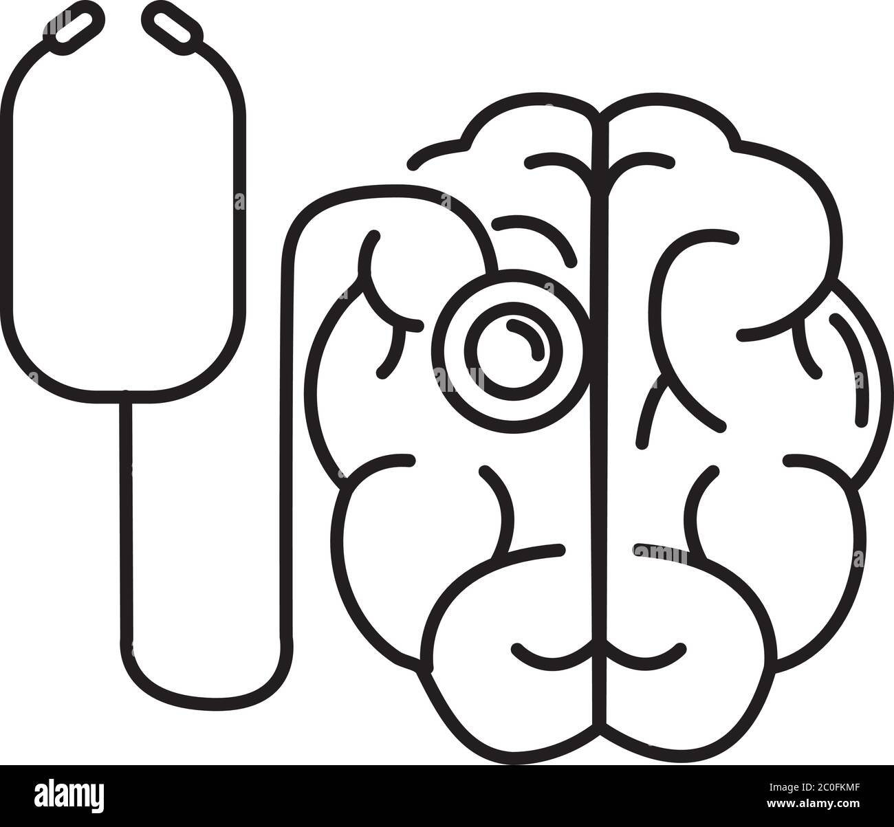 alzheimer disease, brain organ dianostic, decrease in mental human ability vector illustration line style icon Stock Vector