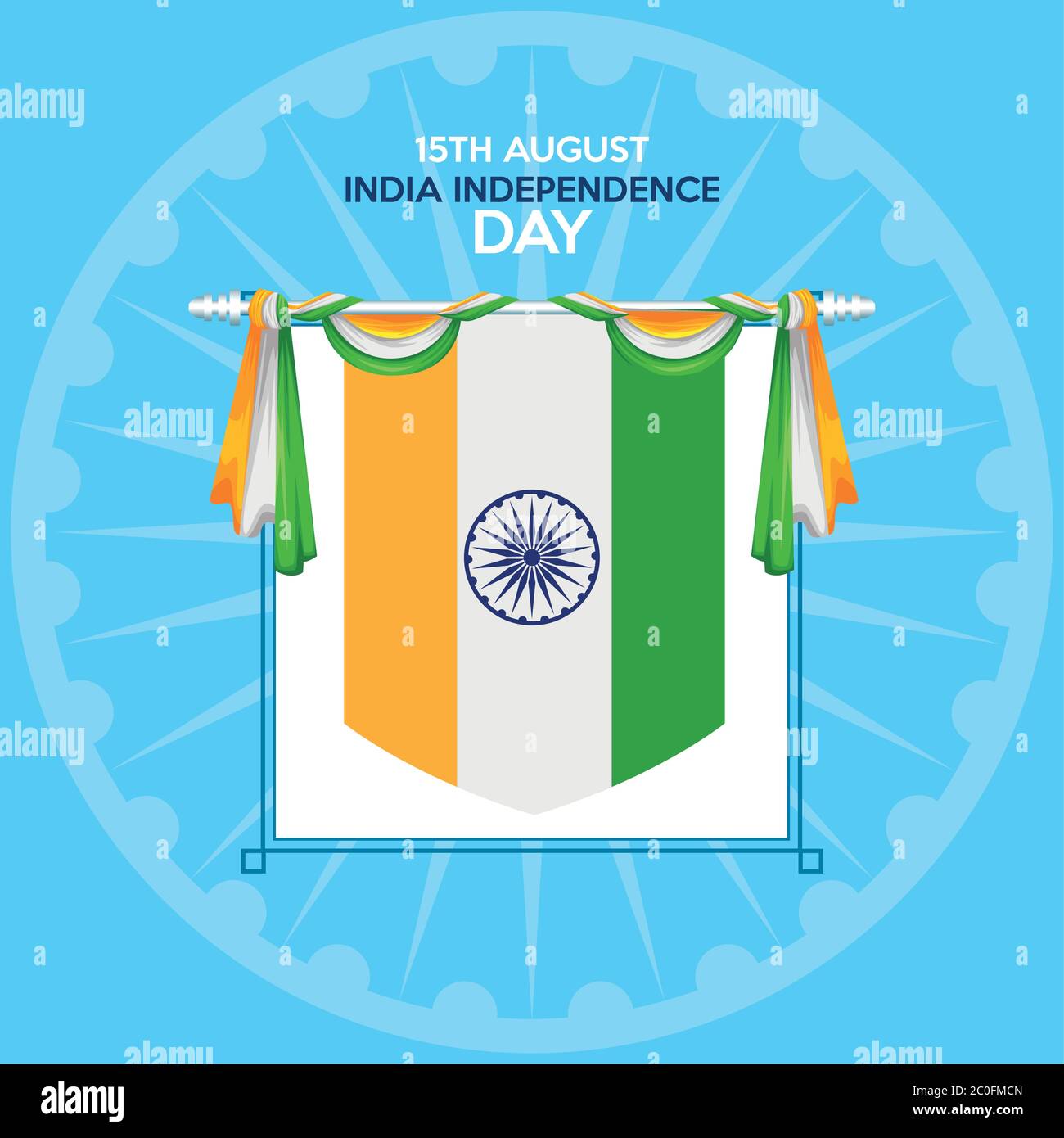 india happy independence day celebration card with flag hanging vector ...