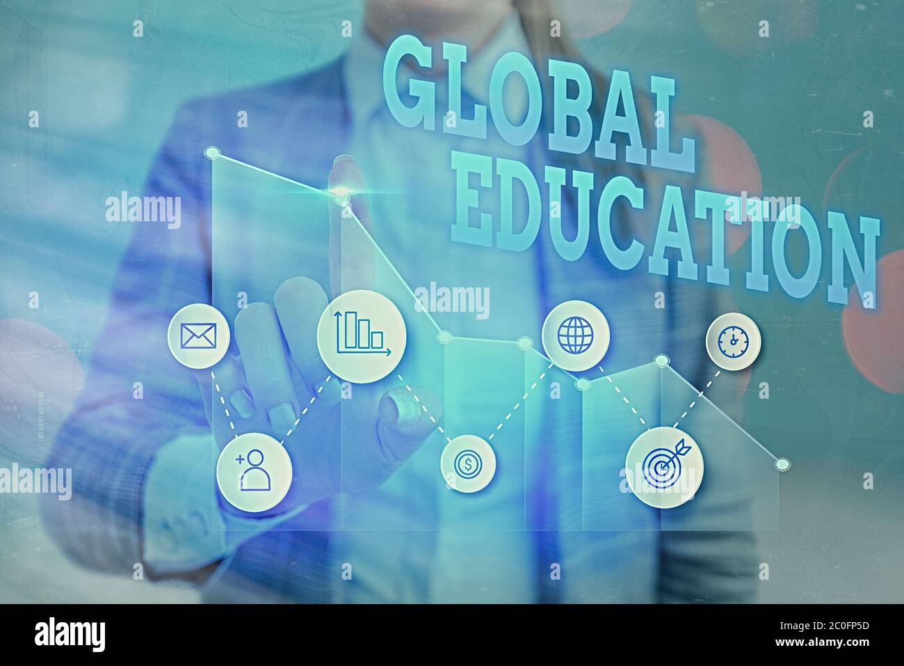 Writing note showing Global Education. Business concept for ...