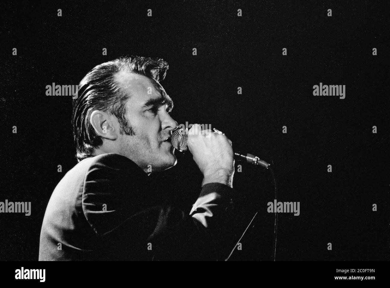 03 June 2020 - Morrissey showed his solidarity for Black Lives Matter on Twitter with the hashtag #TheShowMustBePaused to support the music community's Blackout Tuesday. While some of Morrissey's fans praised his showing of solidarity, others criticized the tweet because of his often controversial political views in the past.  File Photo: Morrissey performs on stage in 2000 at Hamilton Place Theatre, Hamilton, Ontario, Canada. (Editors Note: This image has been converted to black and white) (Credit Image: © Brent Perniac/AdMedia via ZUMA Wire) Stock Photo