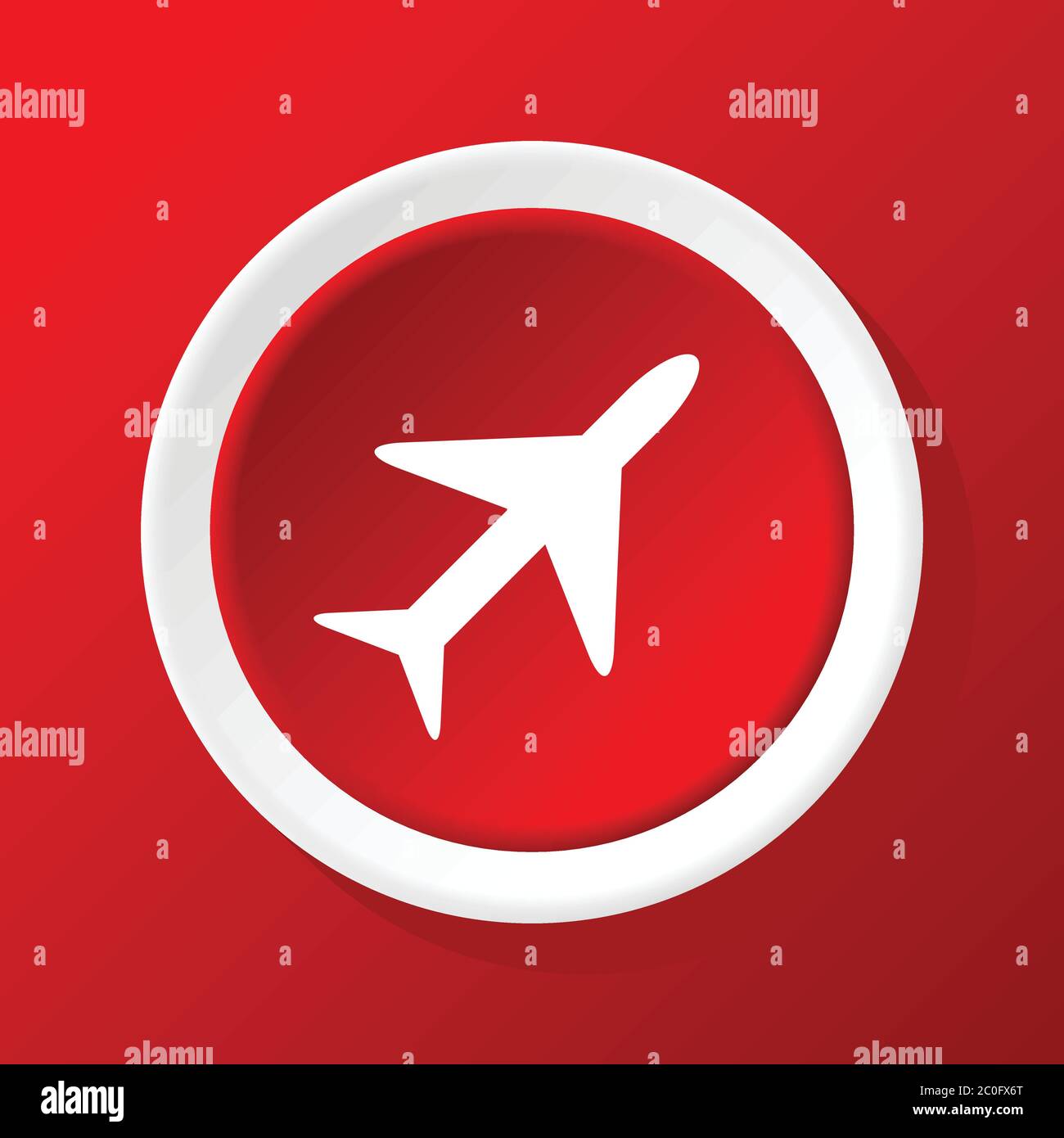 Plane icon on red Stock Photo - Alamy