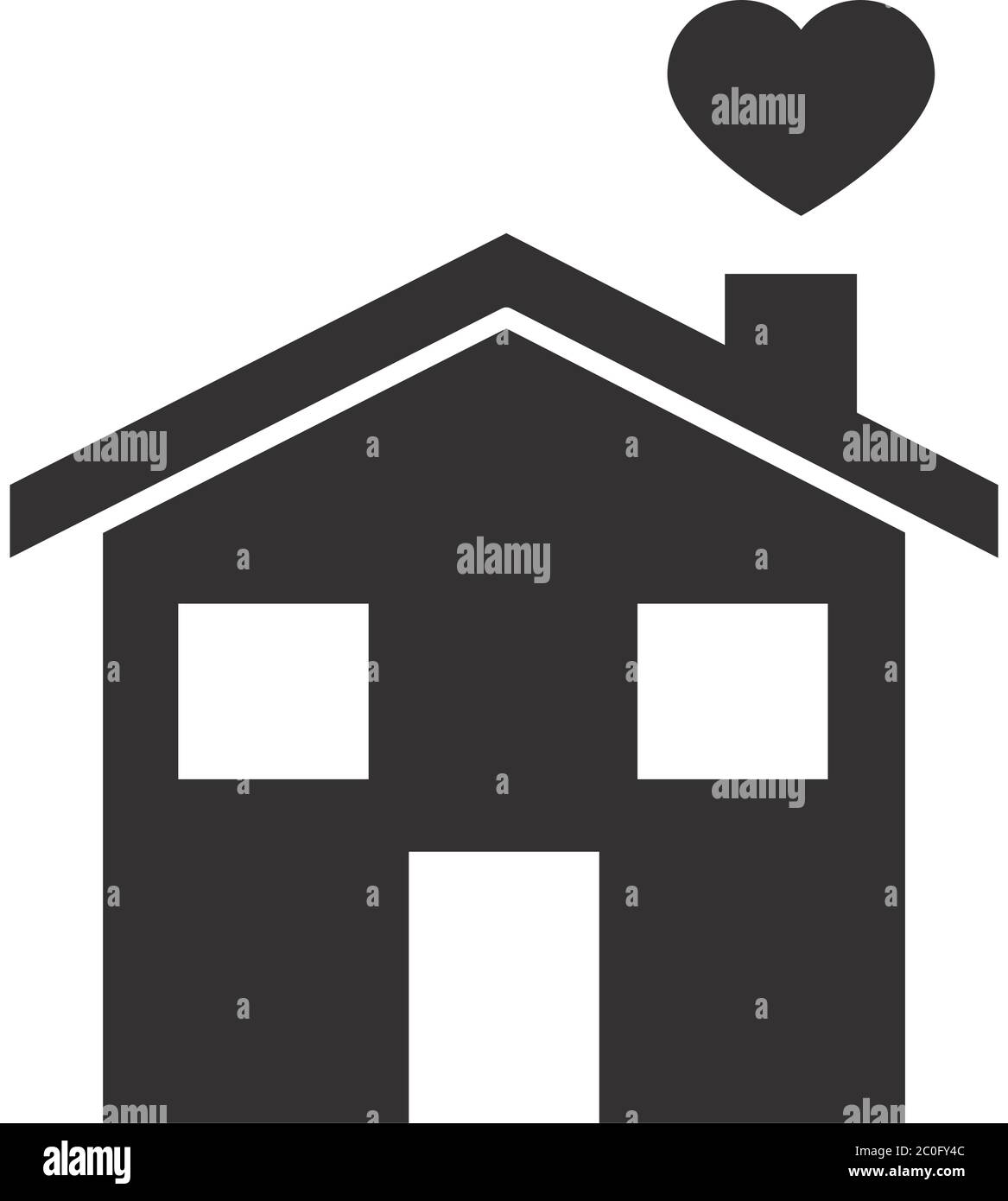 pictogram house with heart icon over white background, silhouette style
