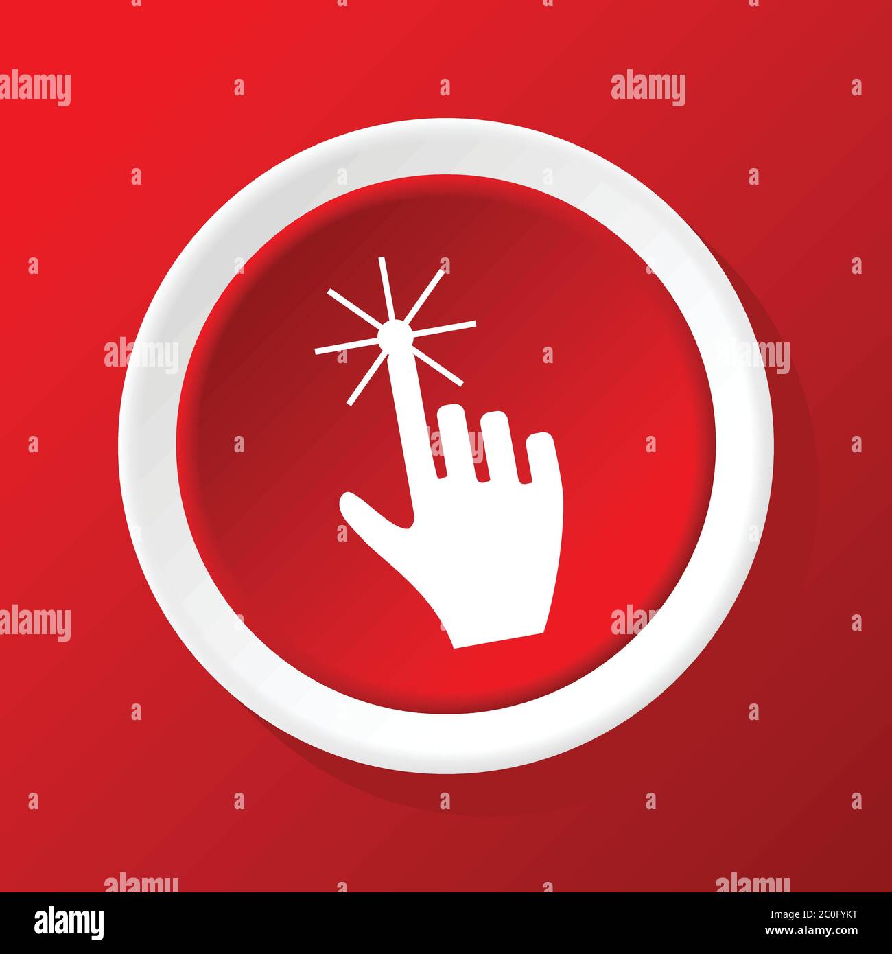 Hand cursor icon on red Stock Photo