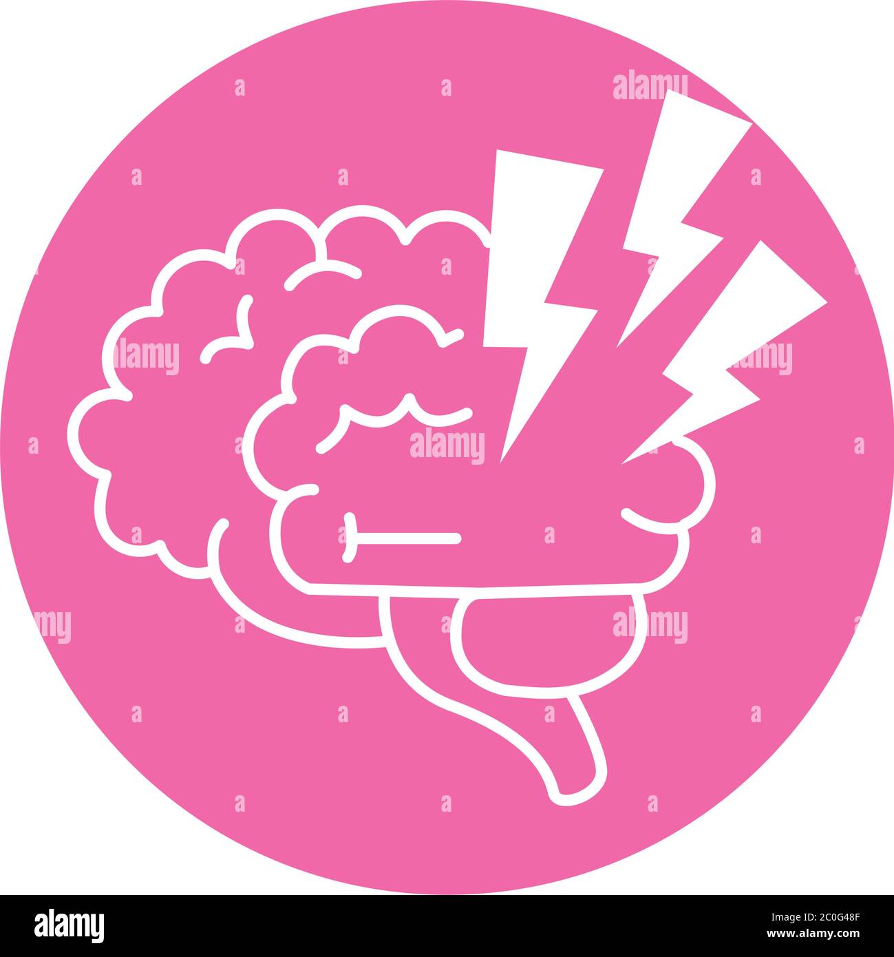 alzheimer disease, brain confuse, decrease in mental human ability vector illustration color block style icon Stock Vector