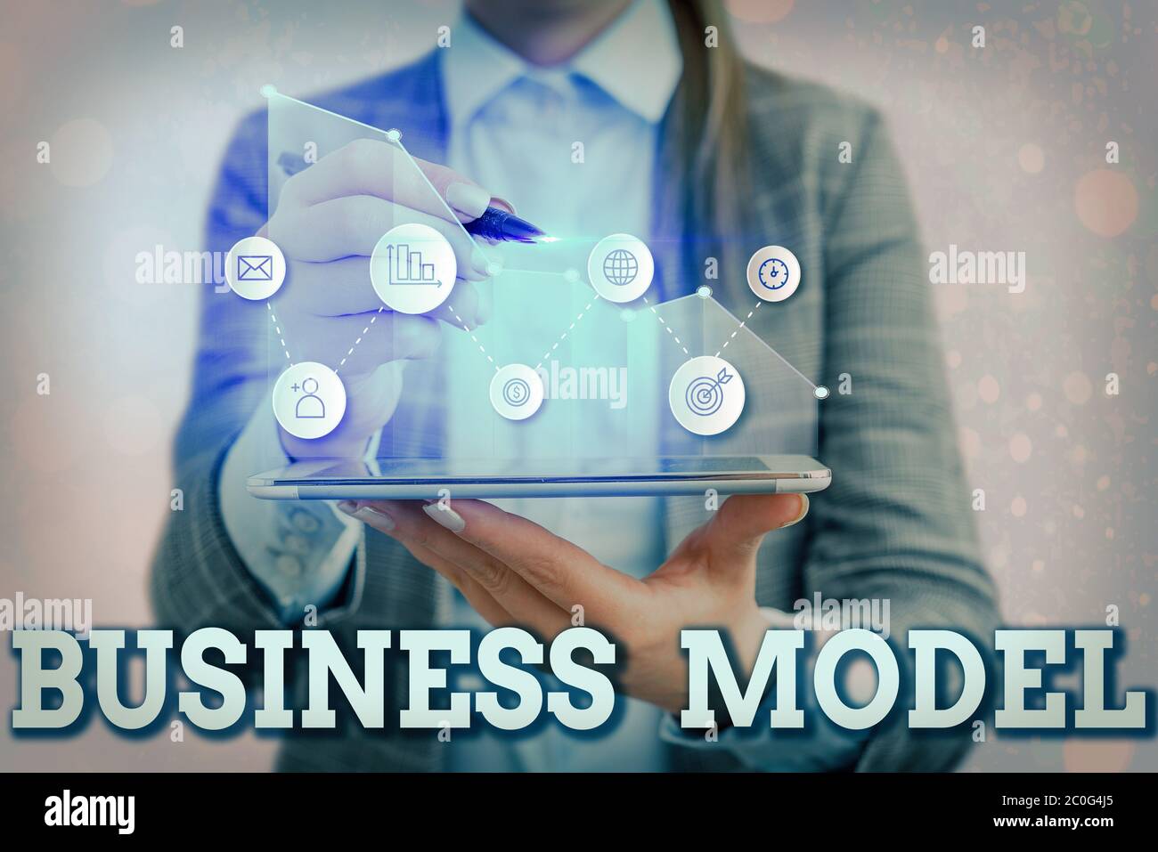 Writing note showing Business Model. Business concept for model showing ...