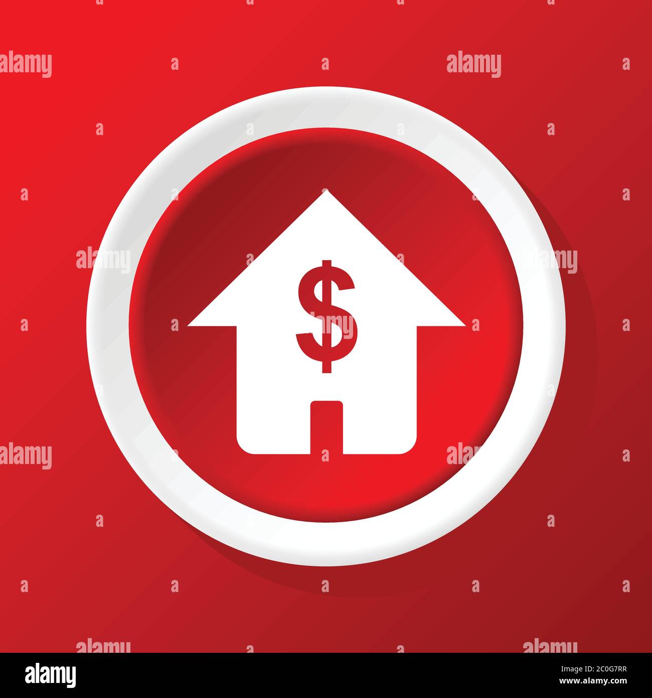House price icon on red Stock Photo