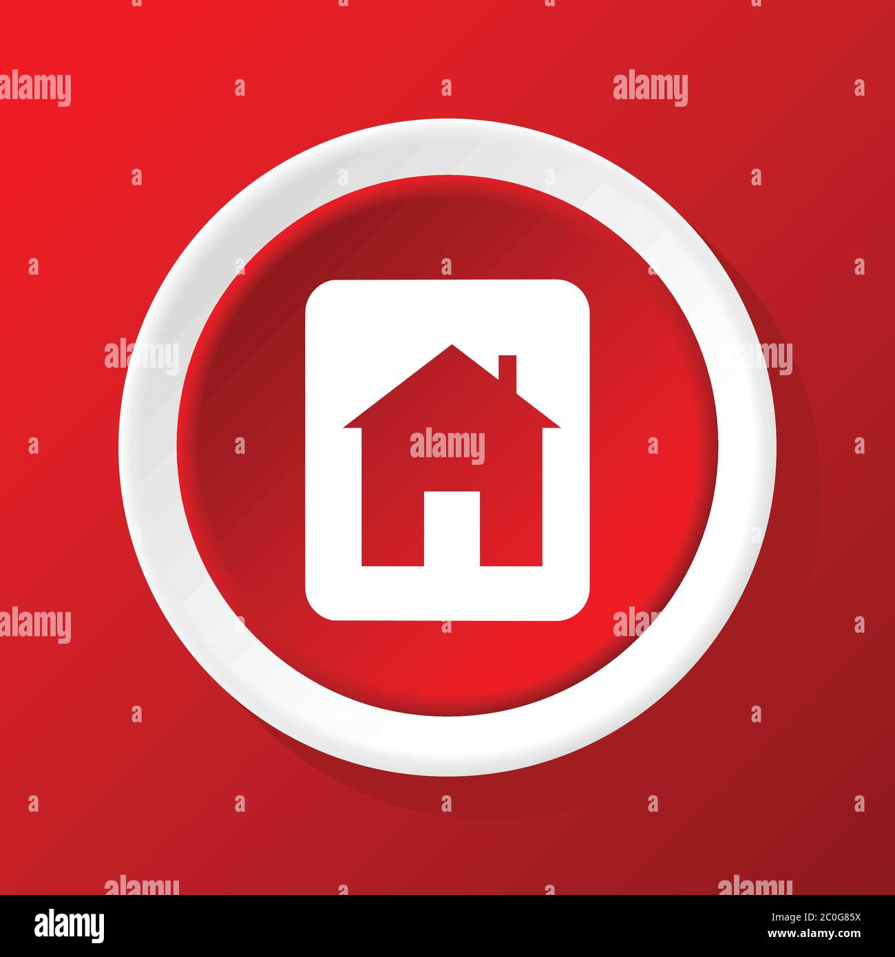House sign icon on red Stock Photo