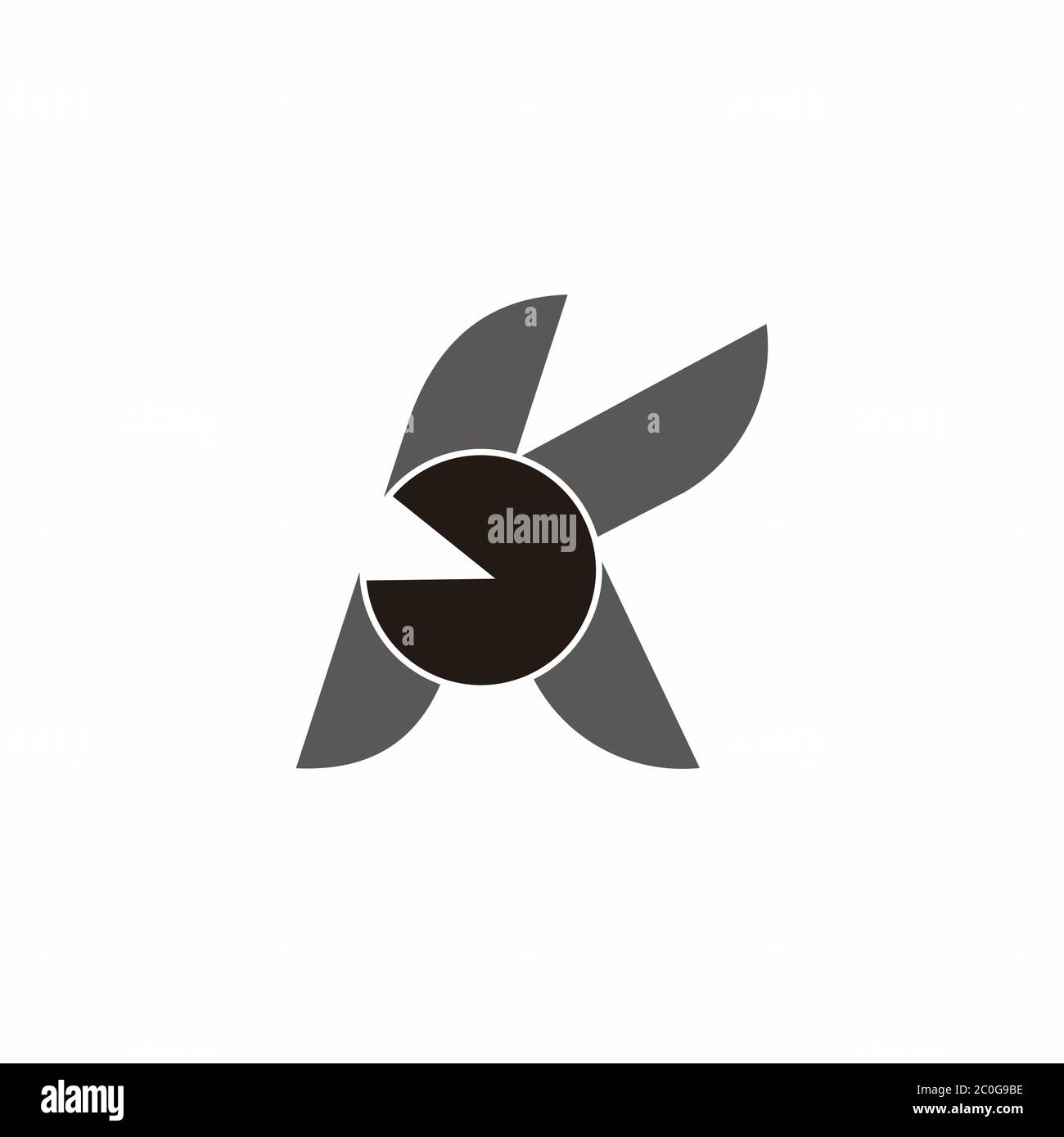 letter k curves circle chart abstract symbol logo vector Stock Vector