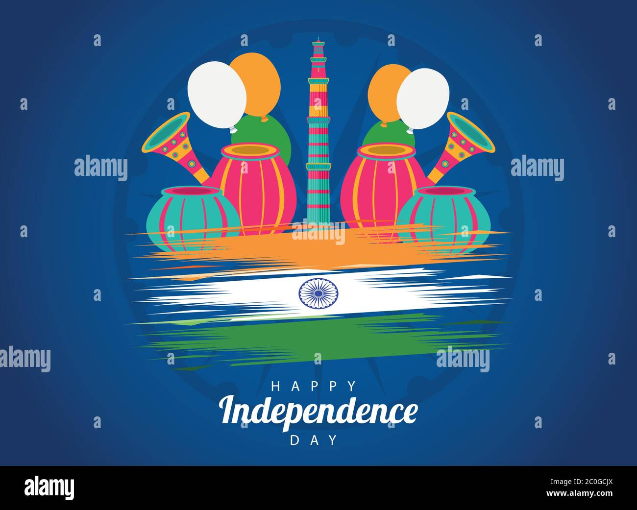india happy independence day celebration card with temple towers vector ...